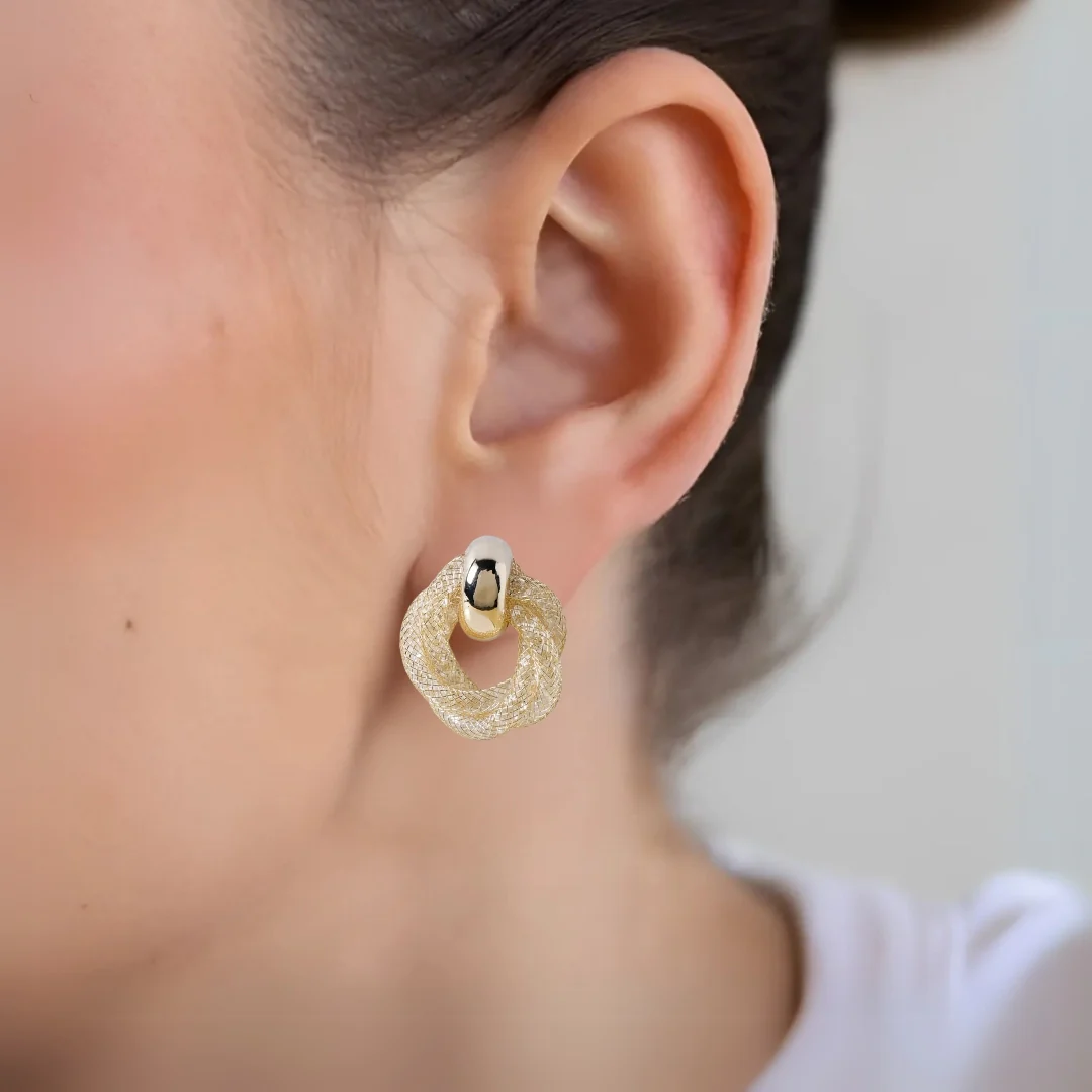 Fine Weave Chic Gold Knotted Earrings - Image 5