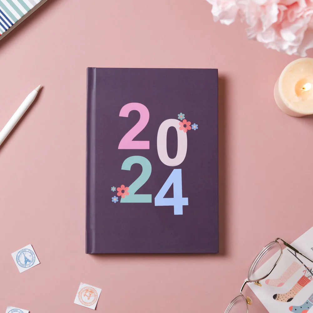 Floral 2024 Hardbound Diary Purple 8.2 X 5.9 Inch - Image 14