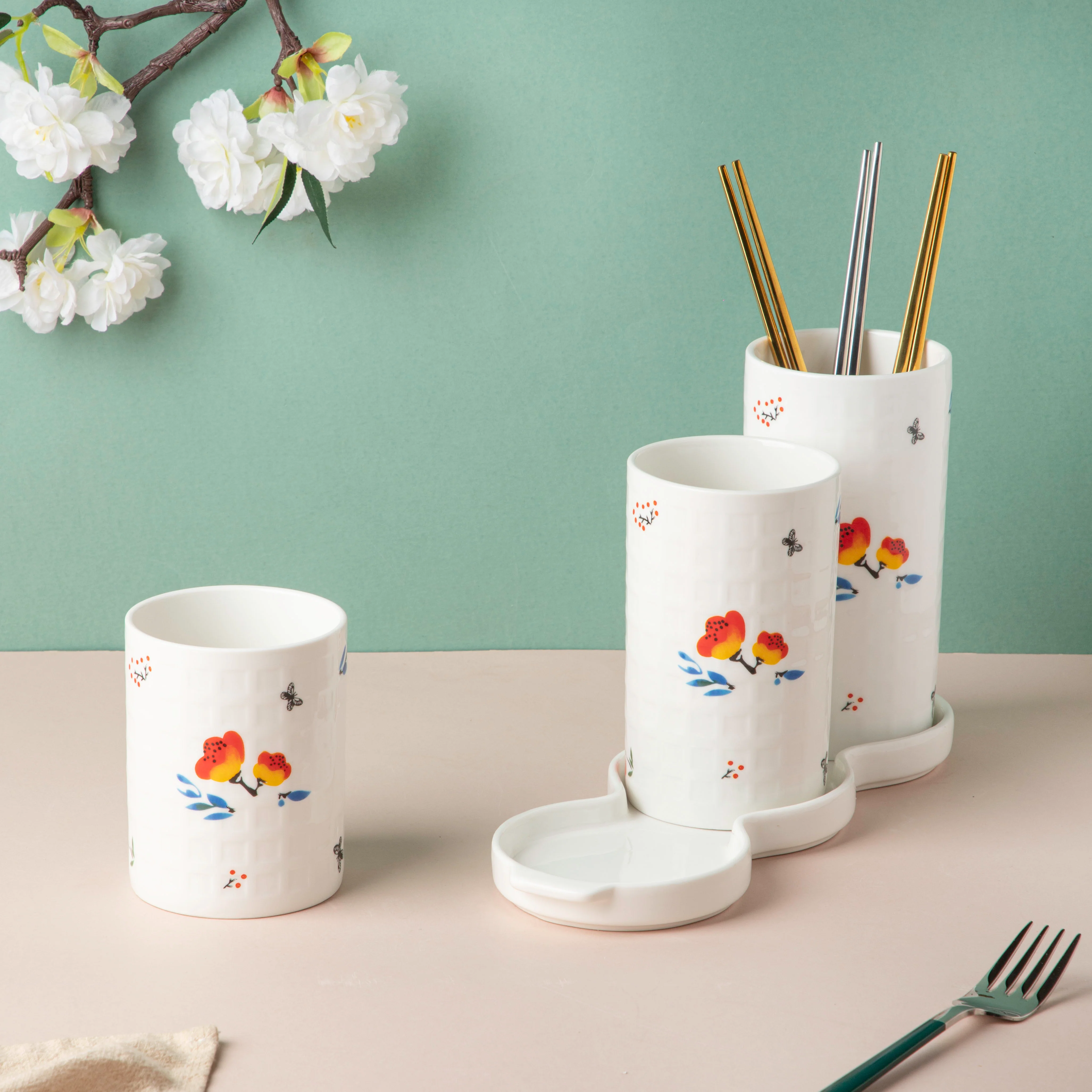 Floral Chopstick Holder Set of 3 - Image 4