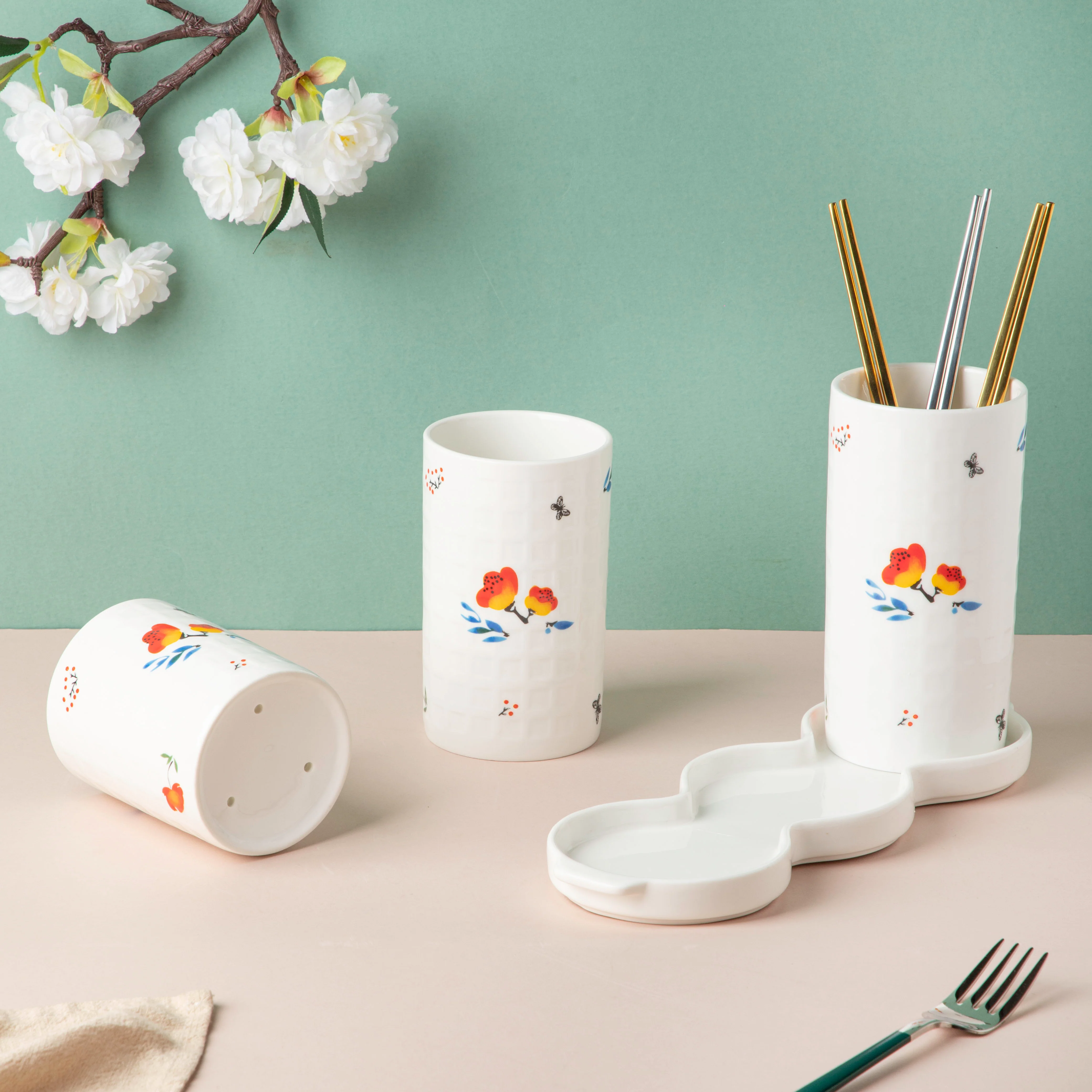 Floral Chopstick Holder Set of 3 - Image 5