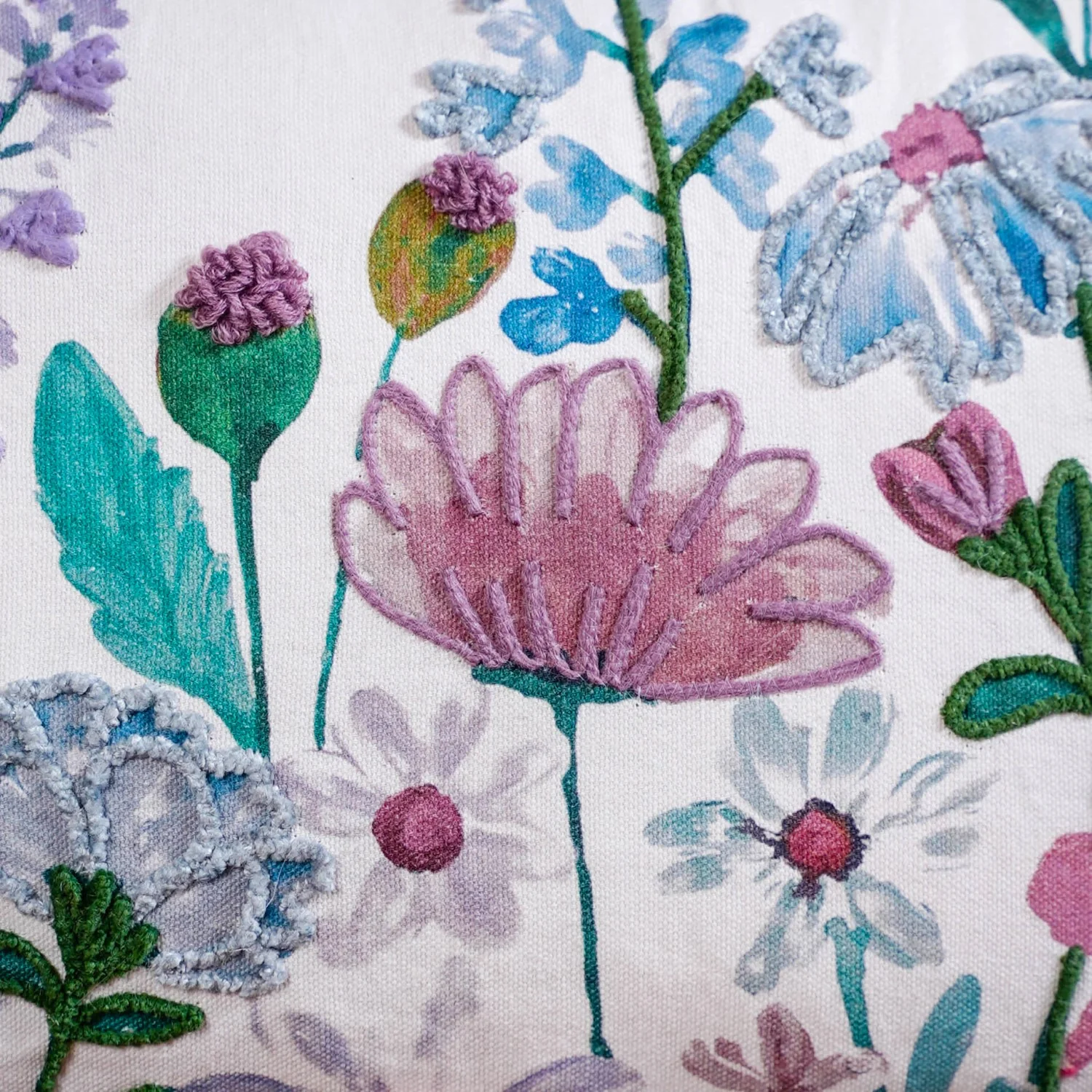Floral Embroidered Cotton Cushion Cover Set Of 2 - Image 4