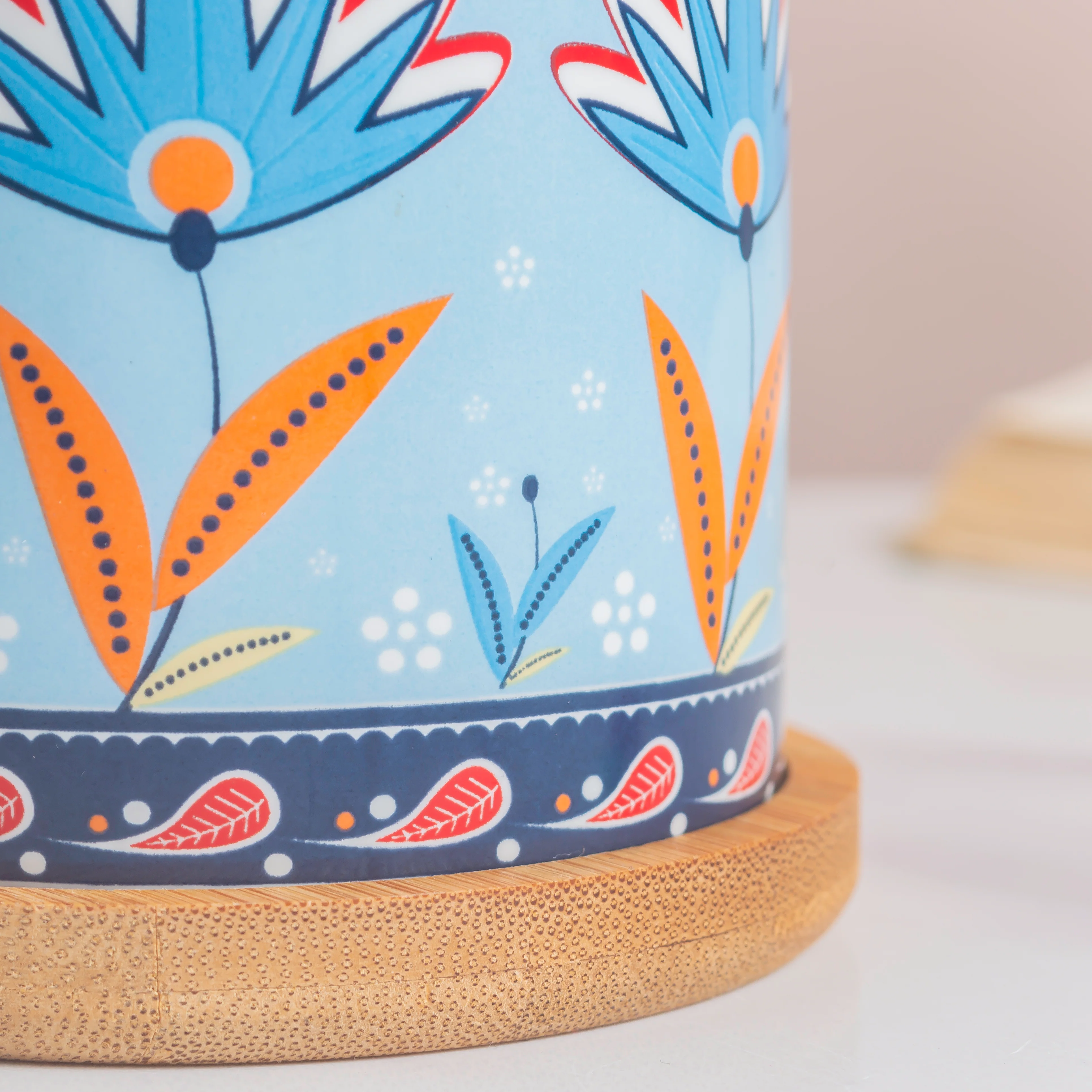 Floral Fantasy Ceramic Planter With Coaster Set Of 4 - Image 11