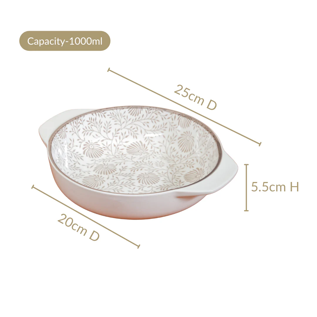 Floral Fiesta Ceramic Bowls With Handles Set Of 2 1000ml - Image 4