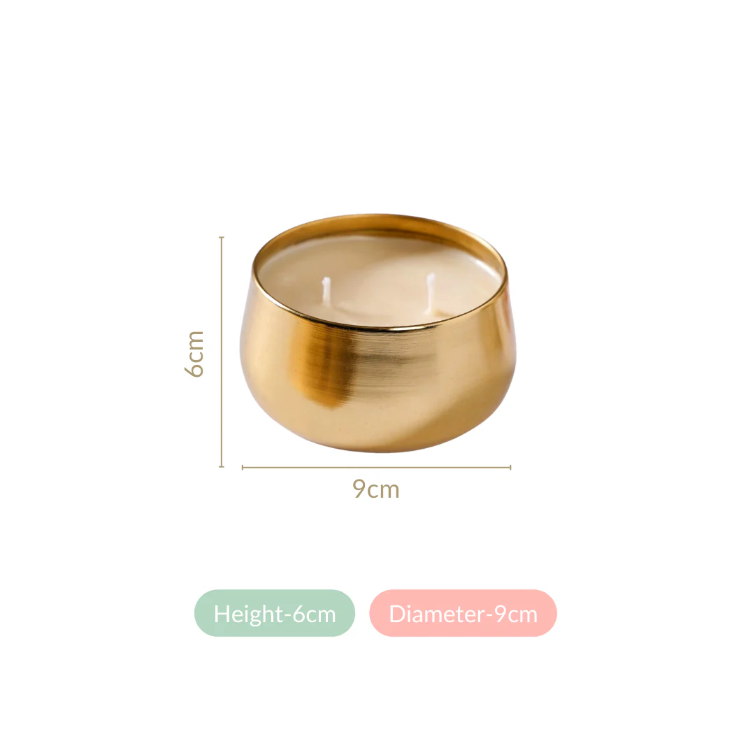 Floral Gold Double Wick Scented Candle Set Of 2 - Image 4