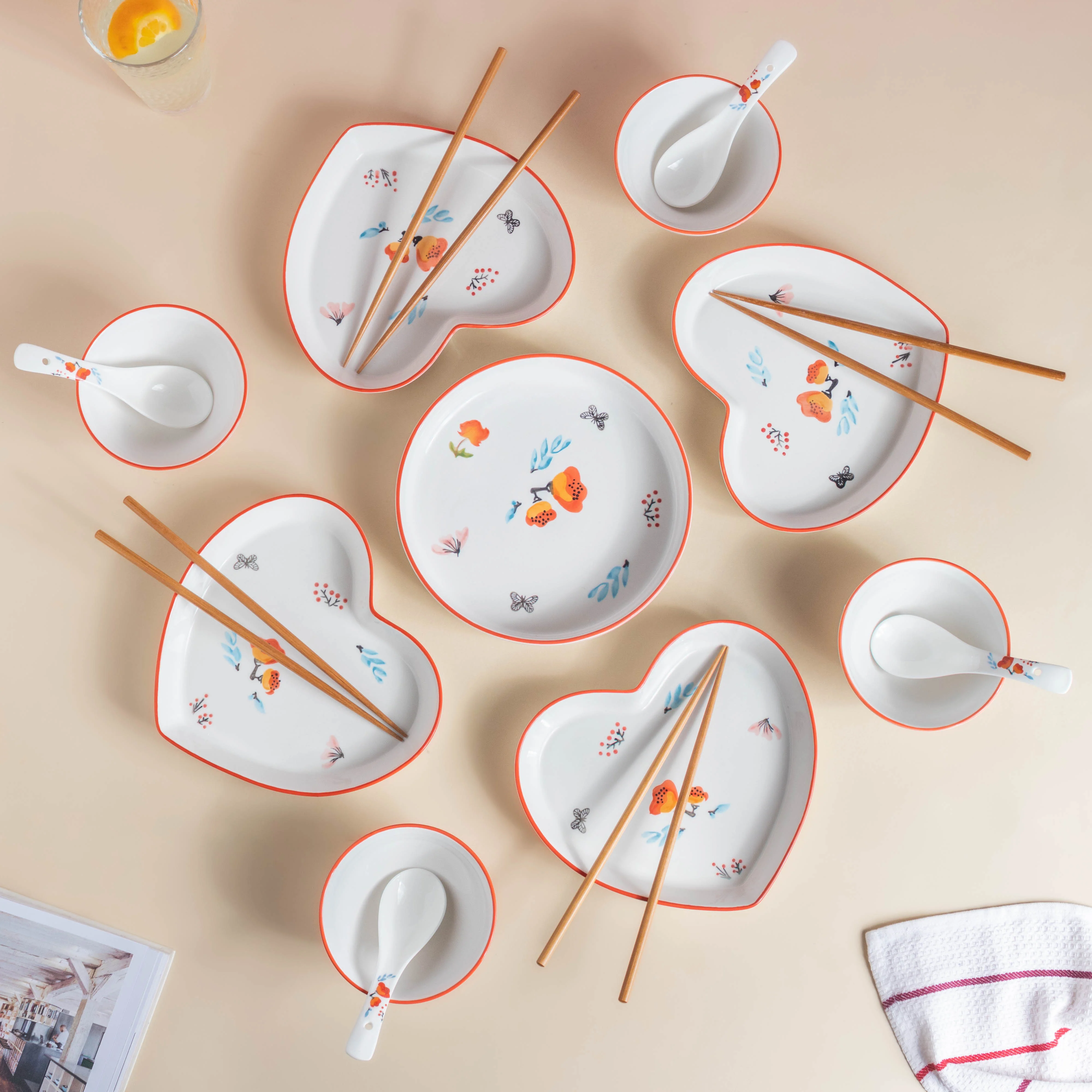 Floral Heart Snack Set For 4 - Image 2