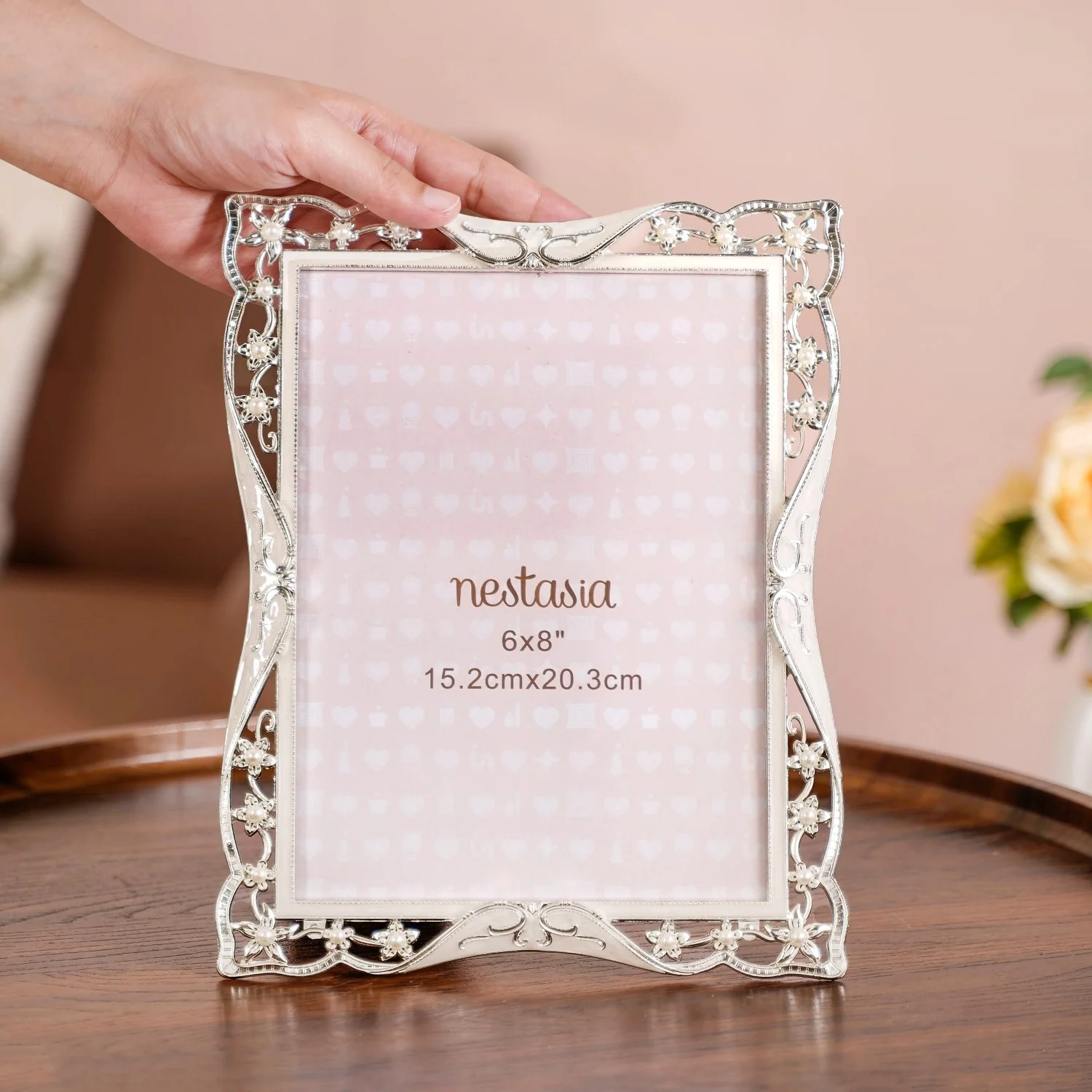 Floral Pearl Photo Frame Large 15x20cm - Image 3