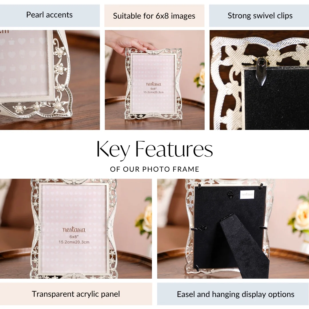Floral Pearl Photo Frame Large 15x20cm - Image 5