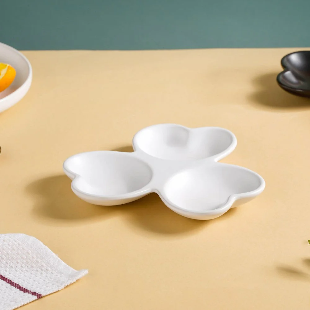 Floral Section Dip Plate White - Image 2