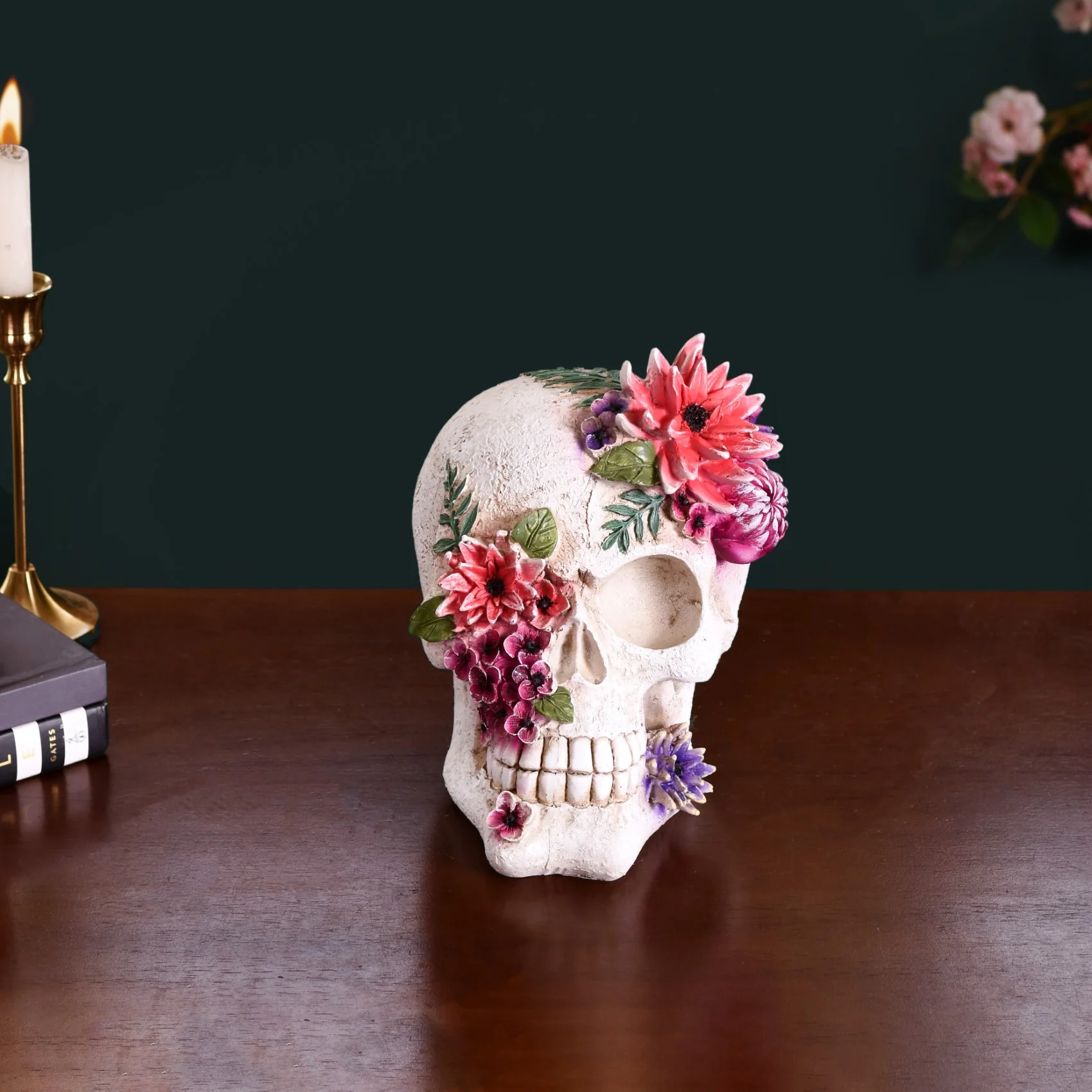 Floral Skull Decor Object - Image 8