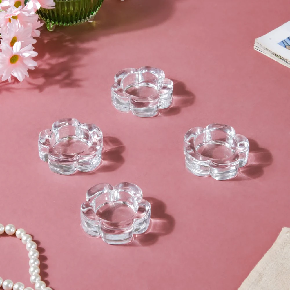 Flower Glass Tealight Candle Holder Set of 4 - Image 5