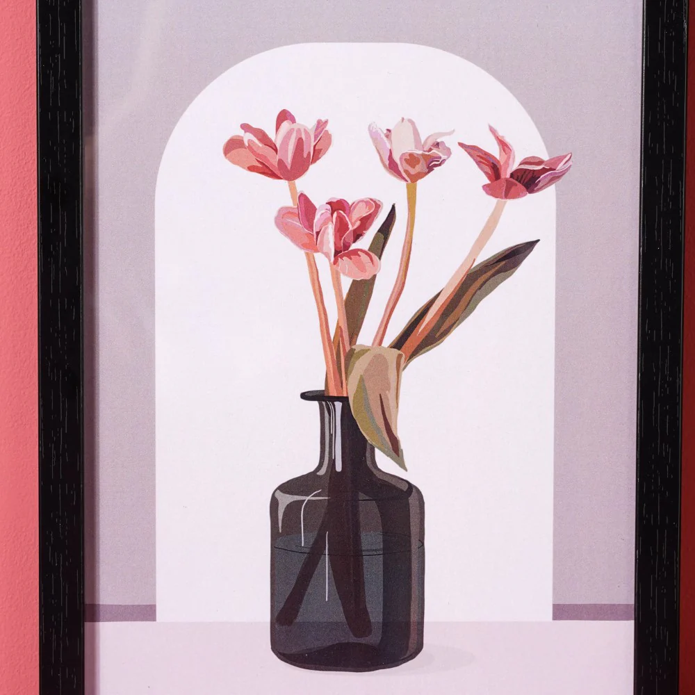 Flower In Vase Framed Wall Art 13x9 Inch - Image 3