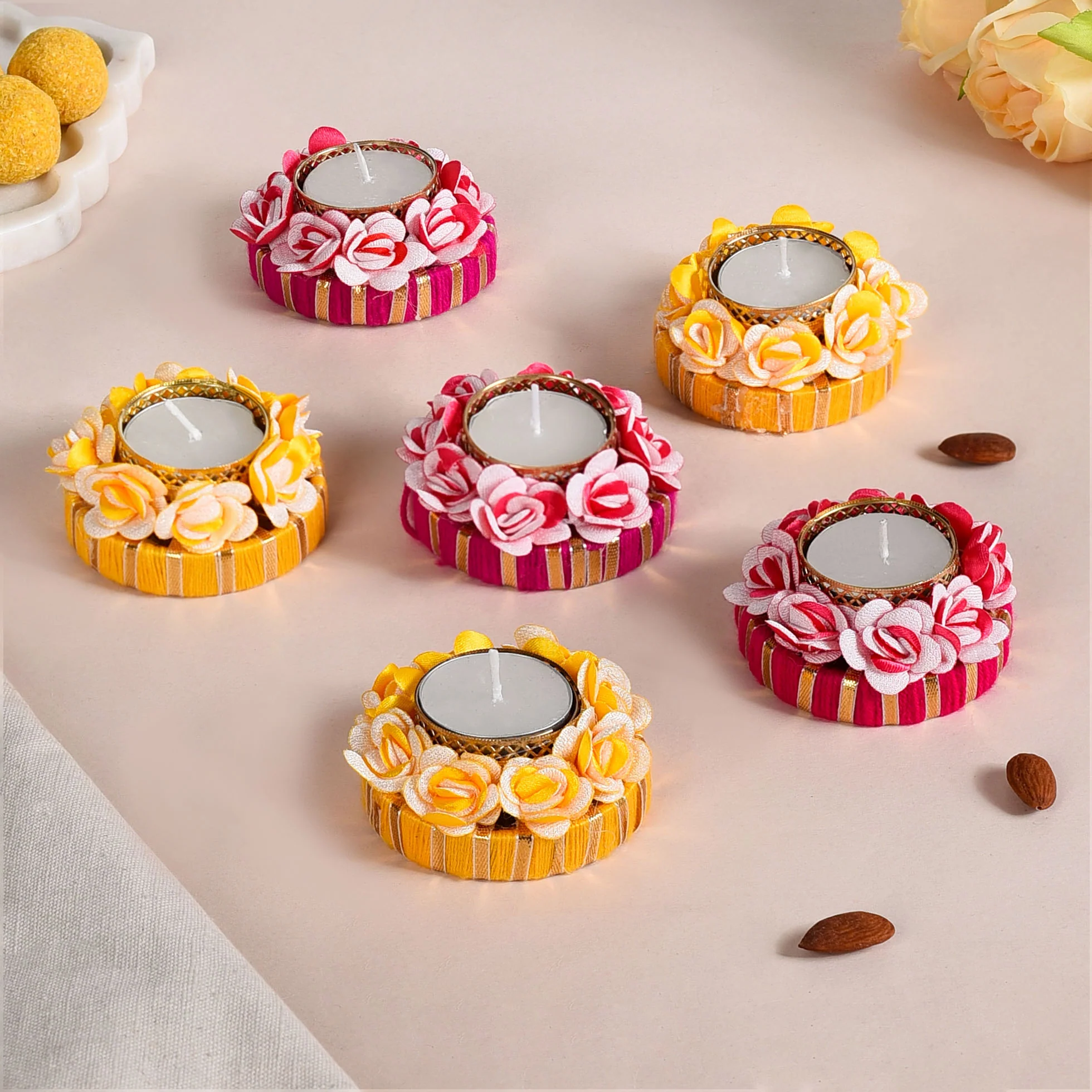 Flower Petal Tea Light Holders Set Of 6 - Image 2