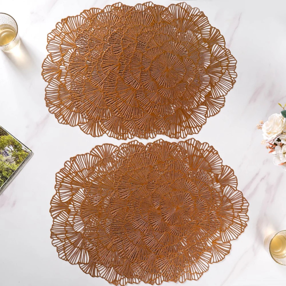 Flower Table Mat Bronze Set Of 6 15 Inch - Image 10