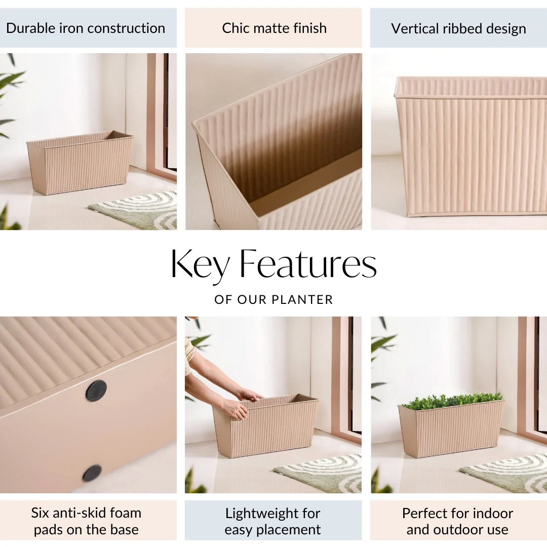 Fluted Balcony Planter Box Taupe - Image 4