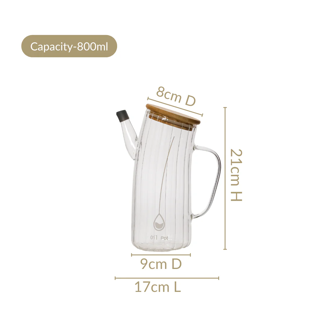 Fluted Borosilicate Glass Oil Jar 800ml - Image 4