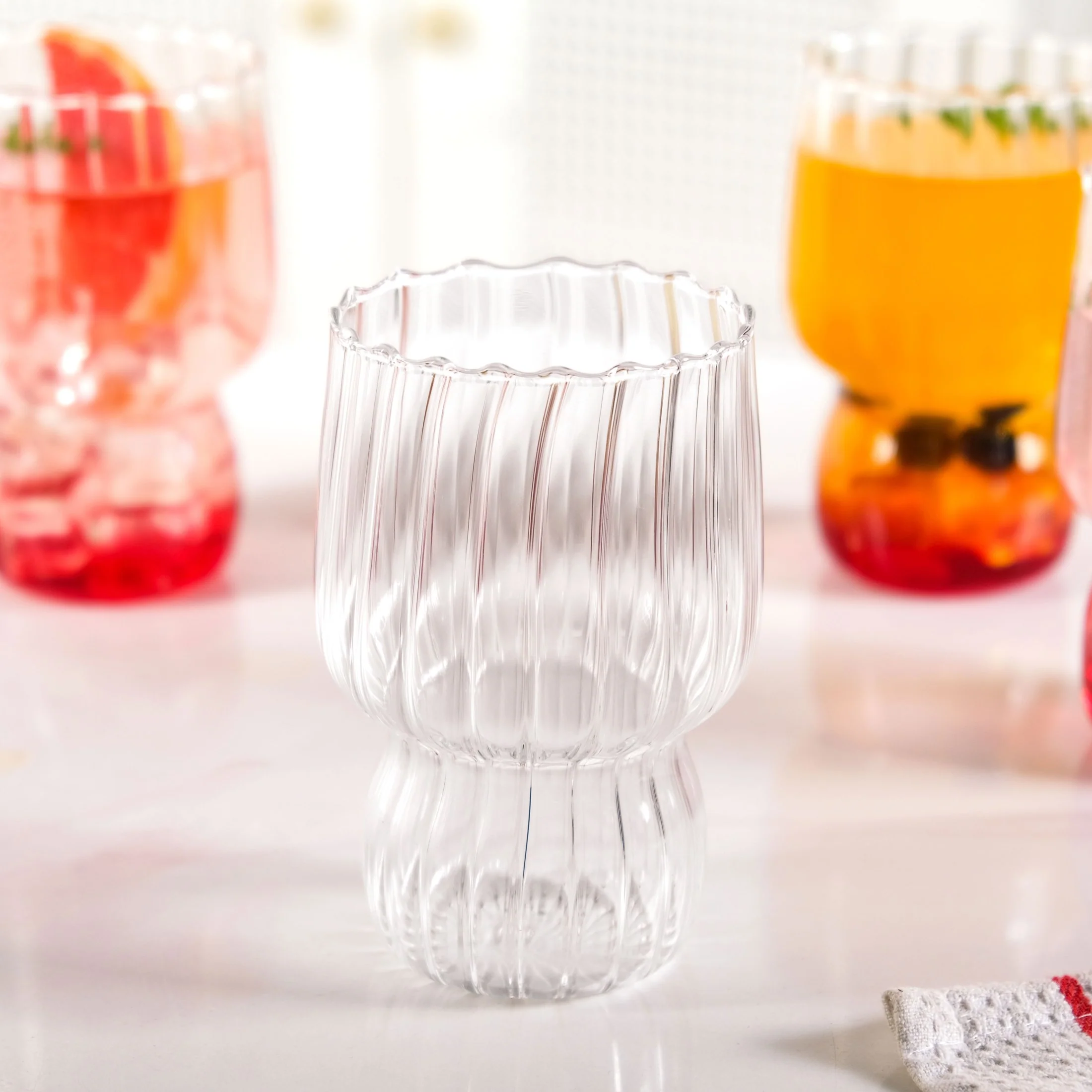 Fluted Borosilicate Glass Tumblers Set Of 4 460ml - Image 6