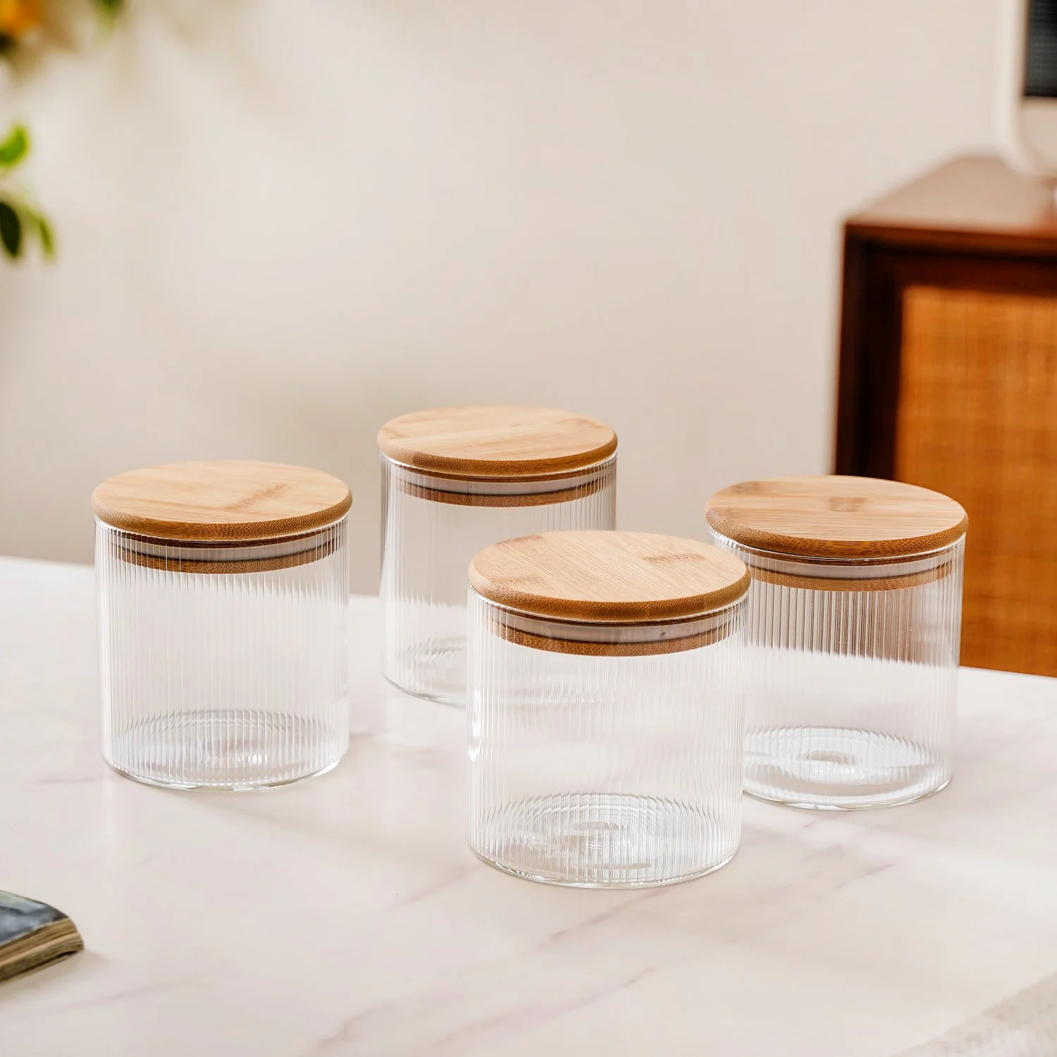 Fluted Storage Glass Jar Set Of 4 730ml - Image 9