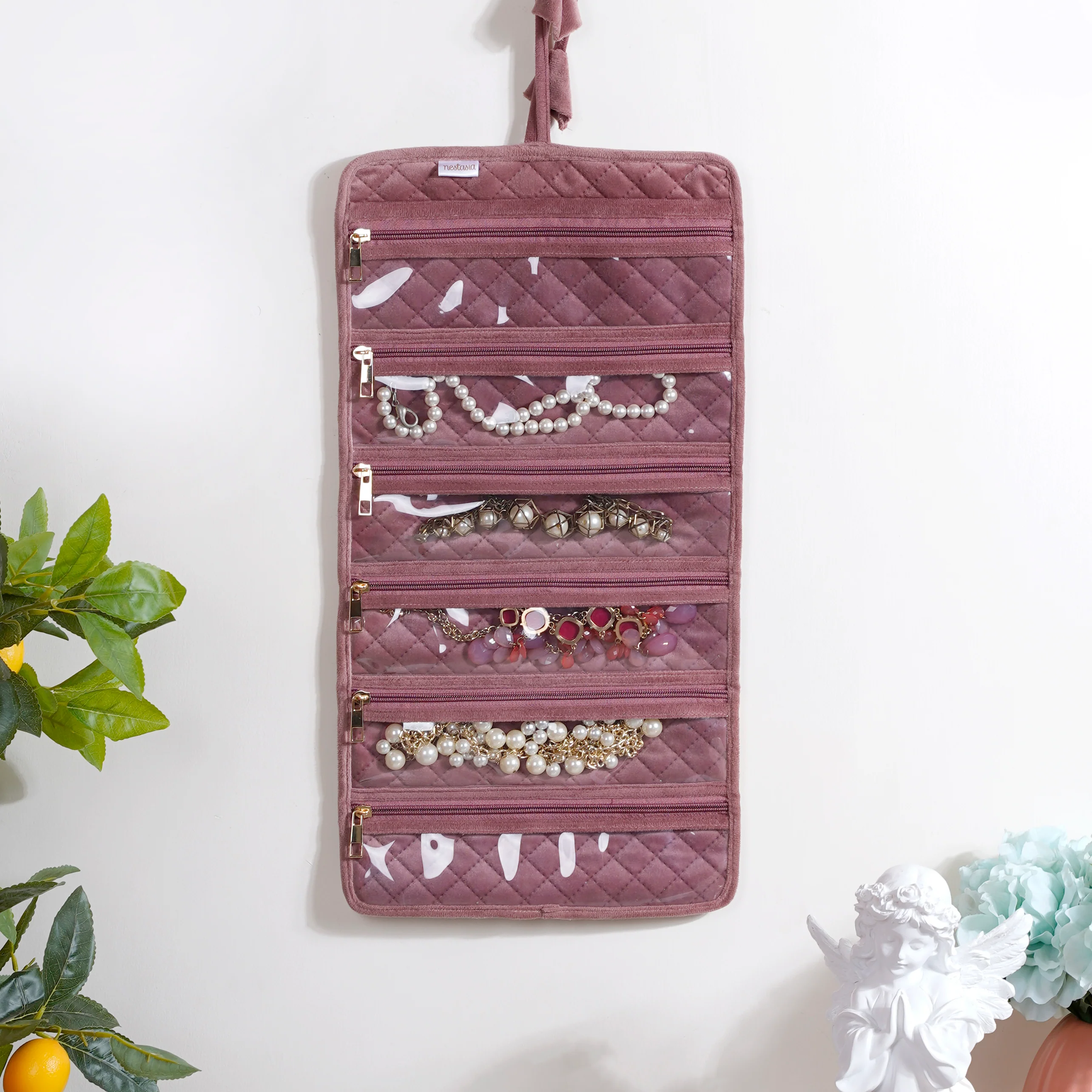 Foldable Jewellery Organiser Roll Pink 10x20 inch - Image 5