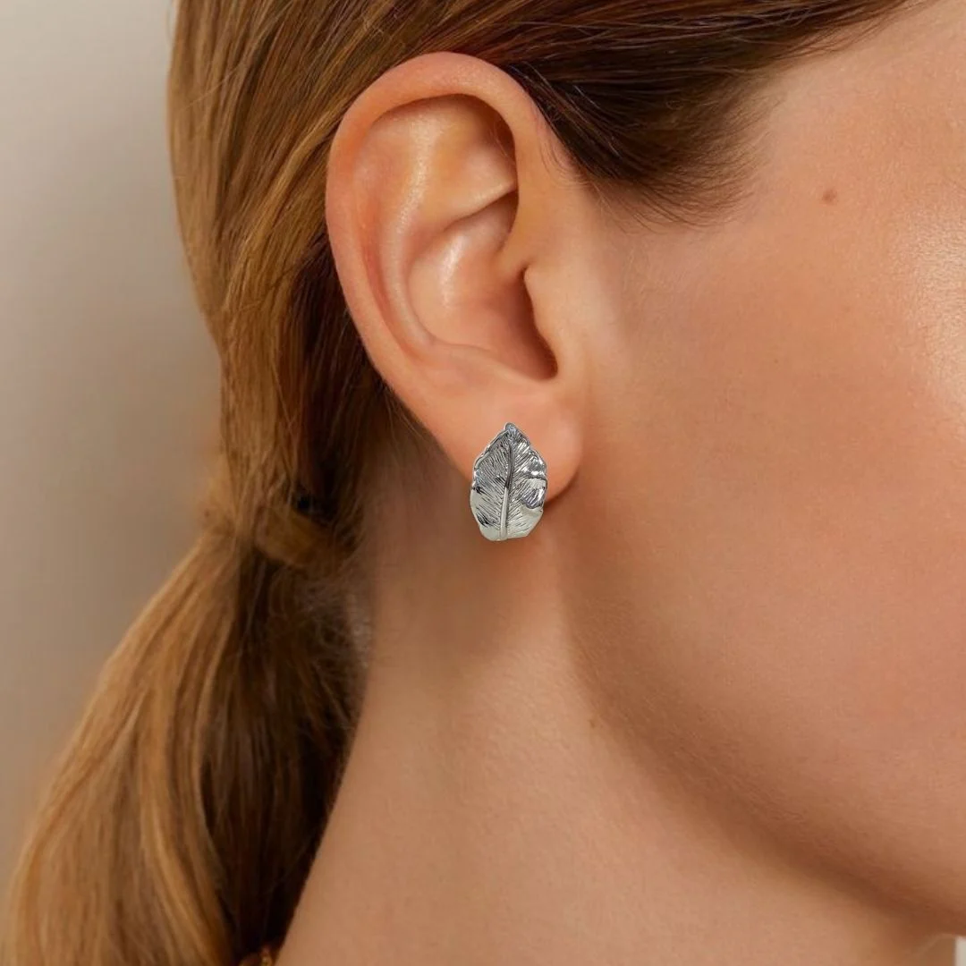 Foliage Stud Earrings Silver - Image 2