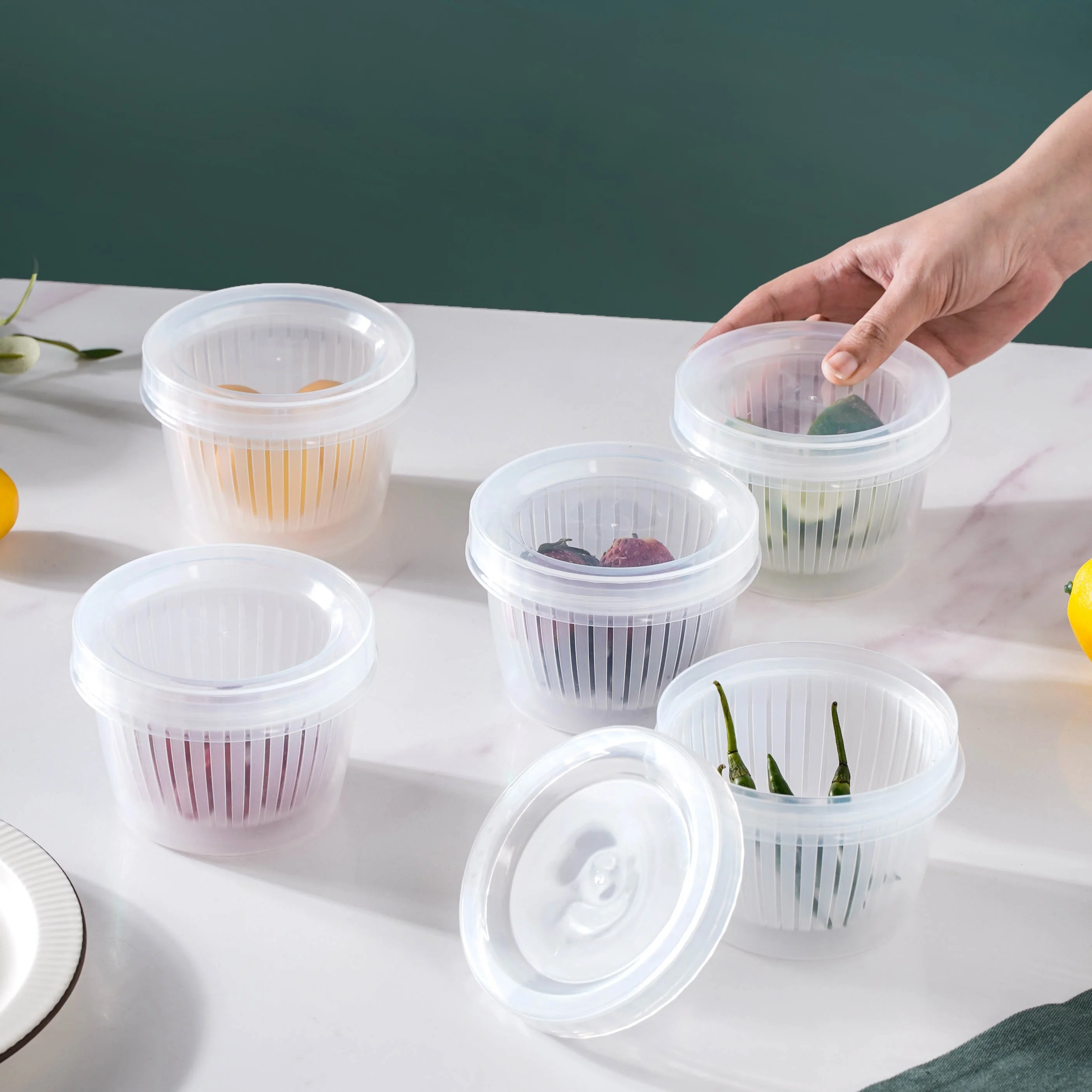 Food Storage Box With Strainer Set Of 5 - Image 2