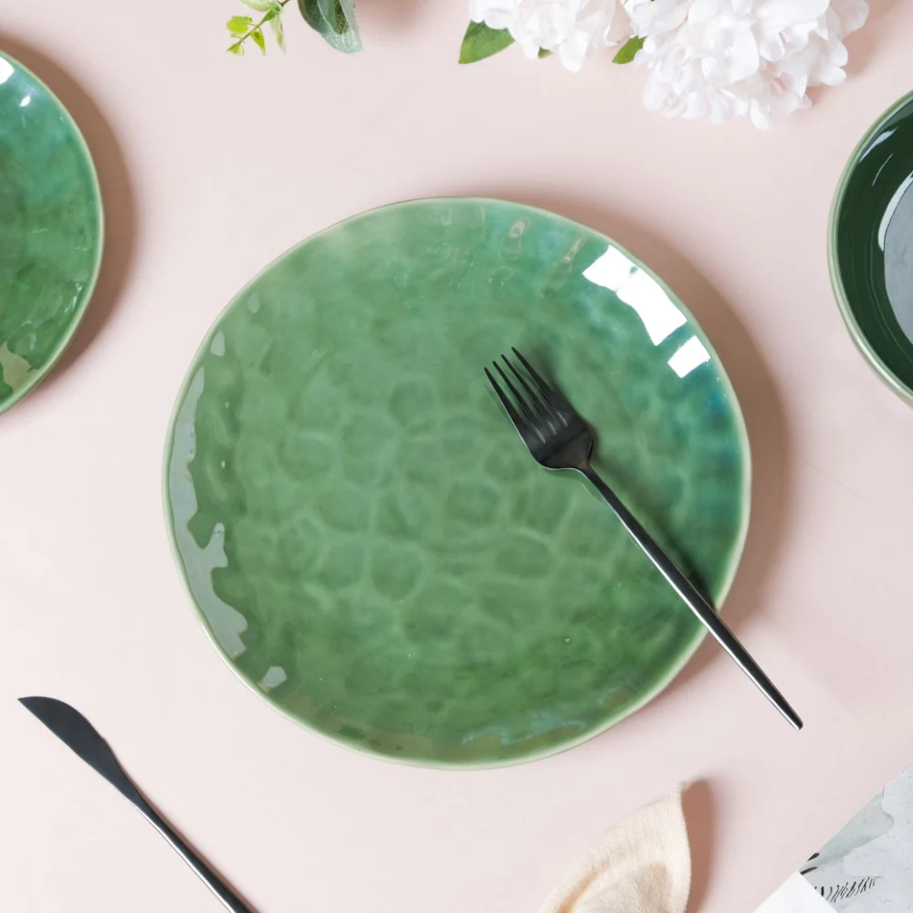 Forest Green Gloss Ceramic Dinner Plate 9.8 Inch - Image 4