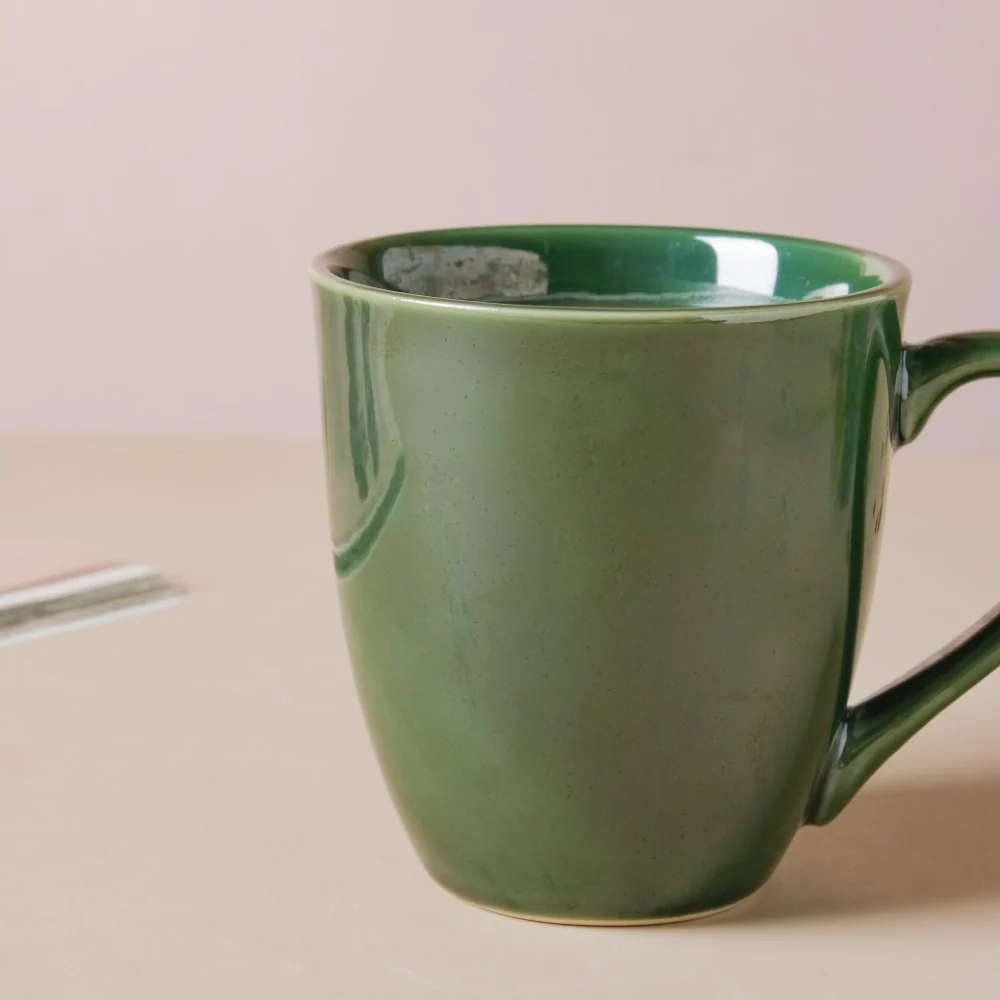 Forest Green Gloss Stoneware Coffee Mug 300 ml - Image 5