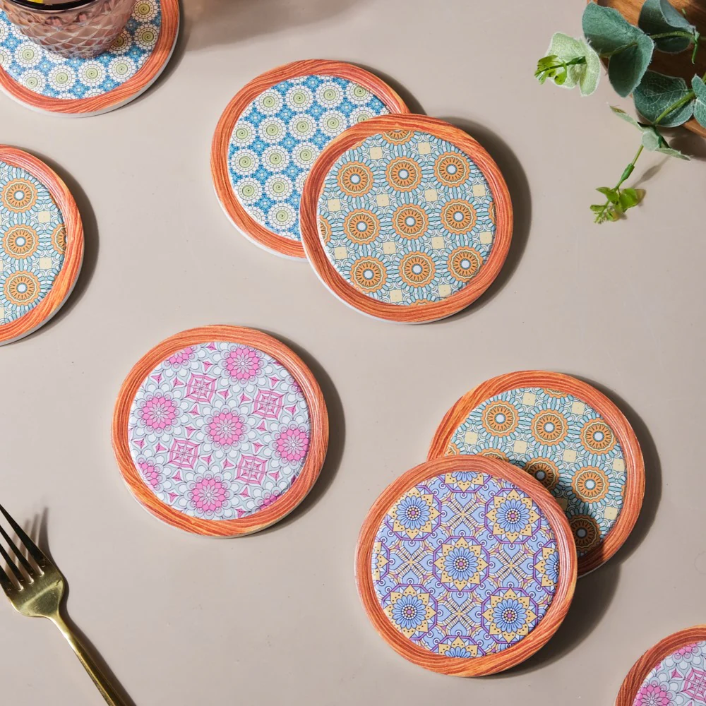Frame Patterned Ceramic Coaster Set of 4 - Image 8