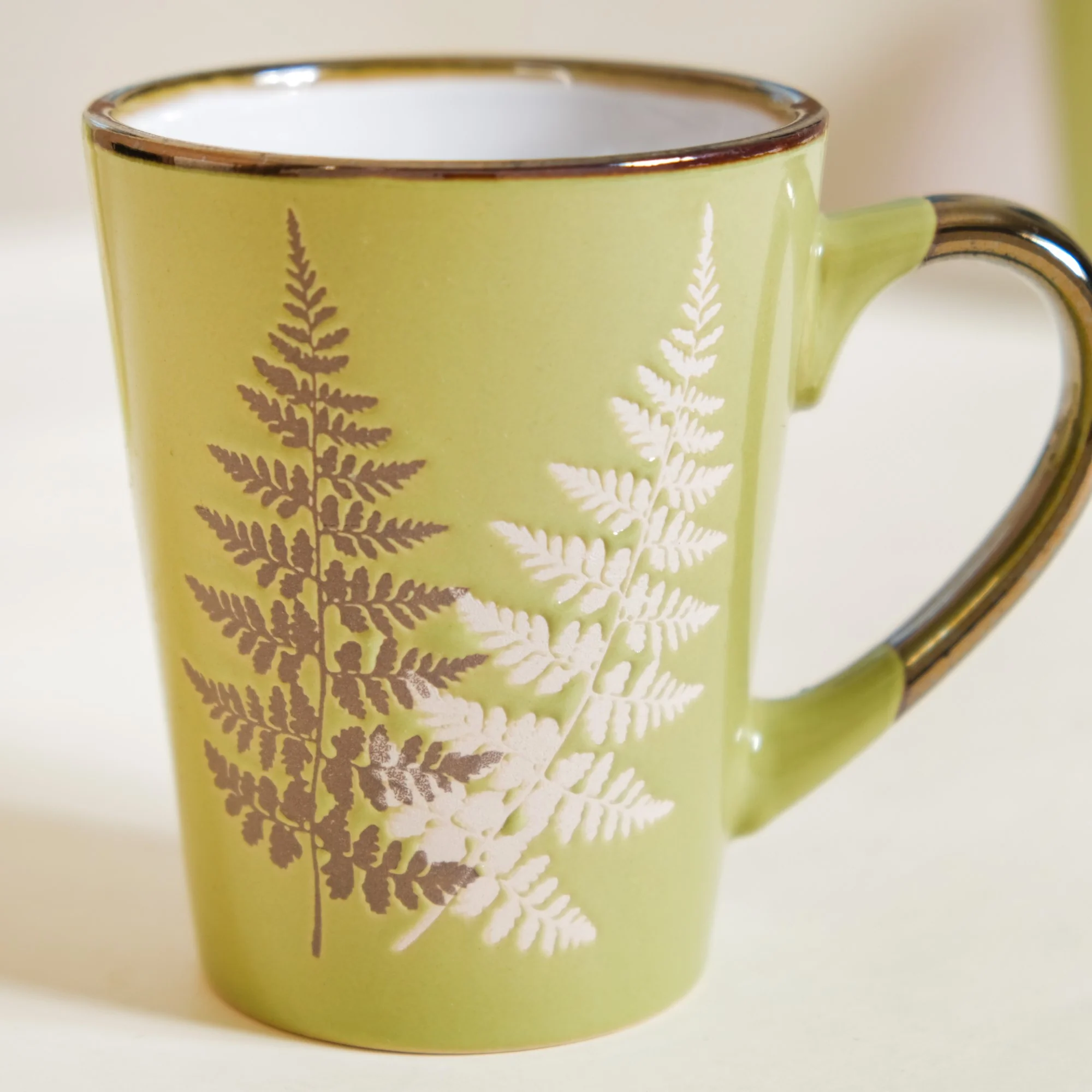 Fresh Green Leaf Design Coffee Mug Set Of 6 350ml - Image 7