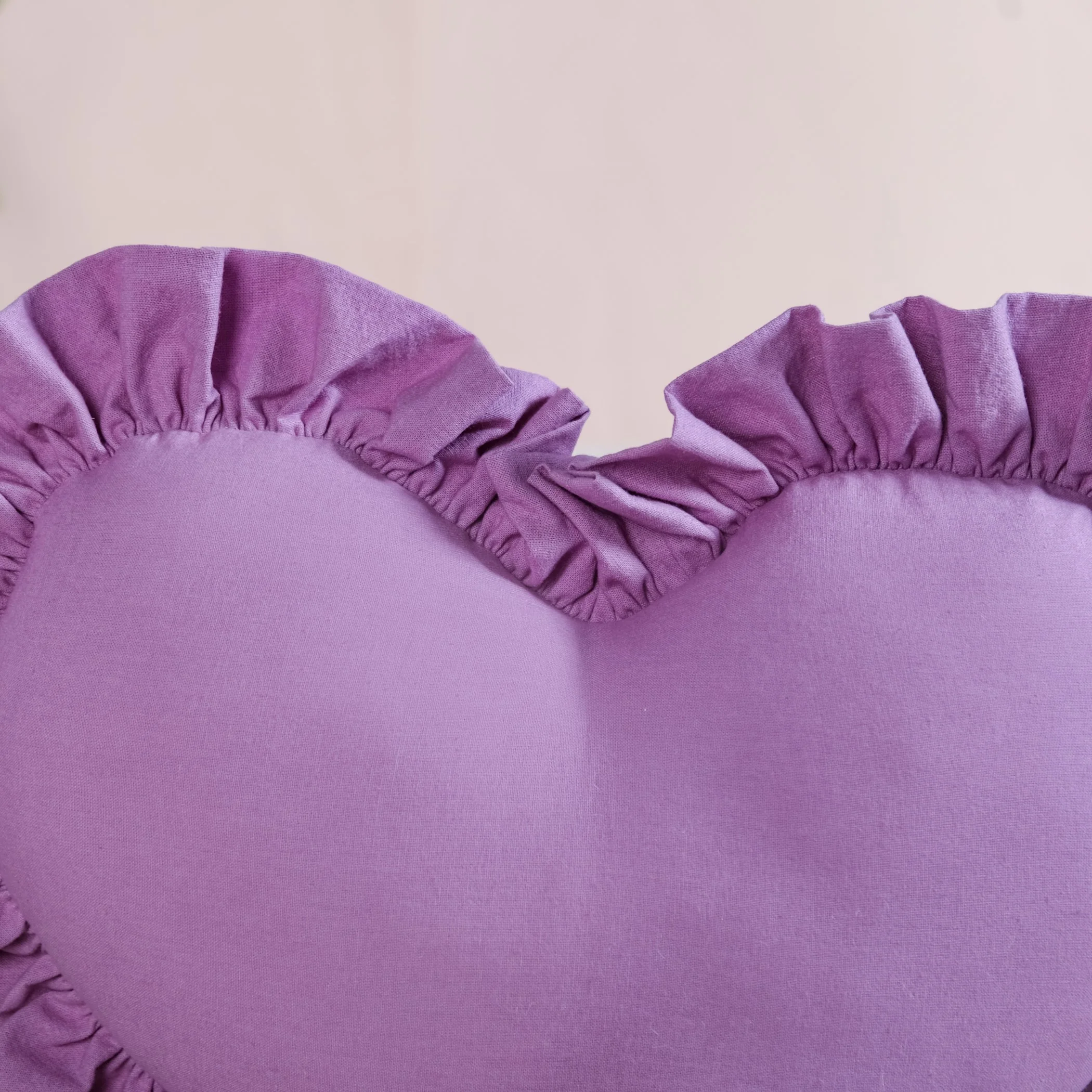 Frilly Heart Cotton Cushion Purple 43x38cm - Image 2