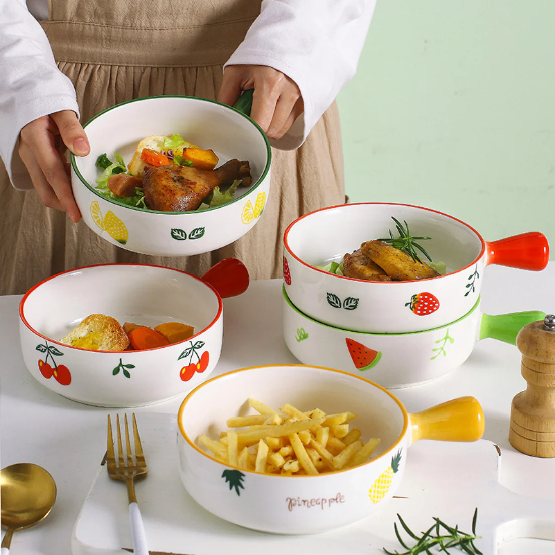 Fruit Printed Bowl With Handle - Image 3