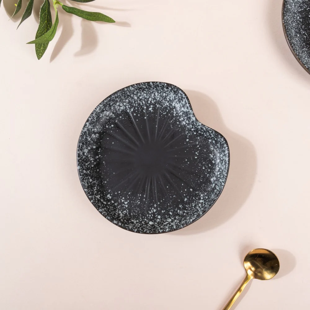 Galaxy Stone Pottery Dessert Small Plate Black - Image 4