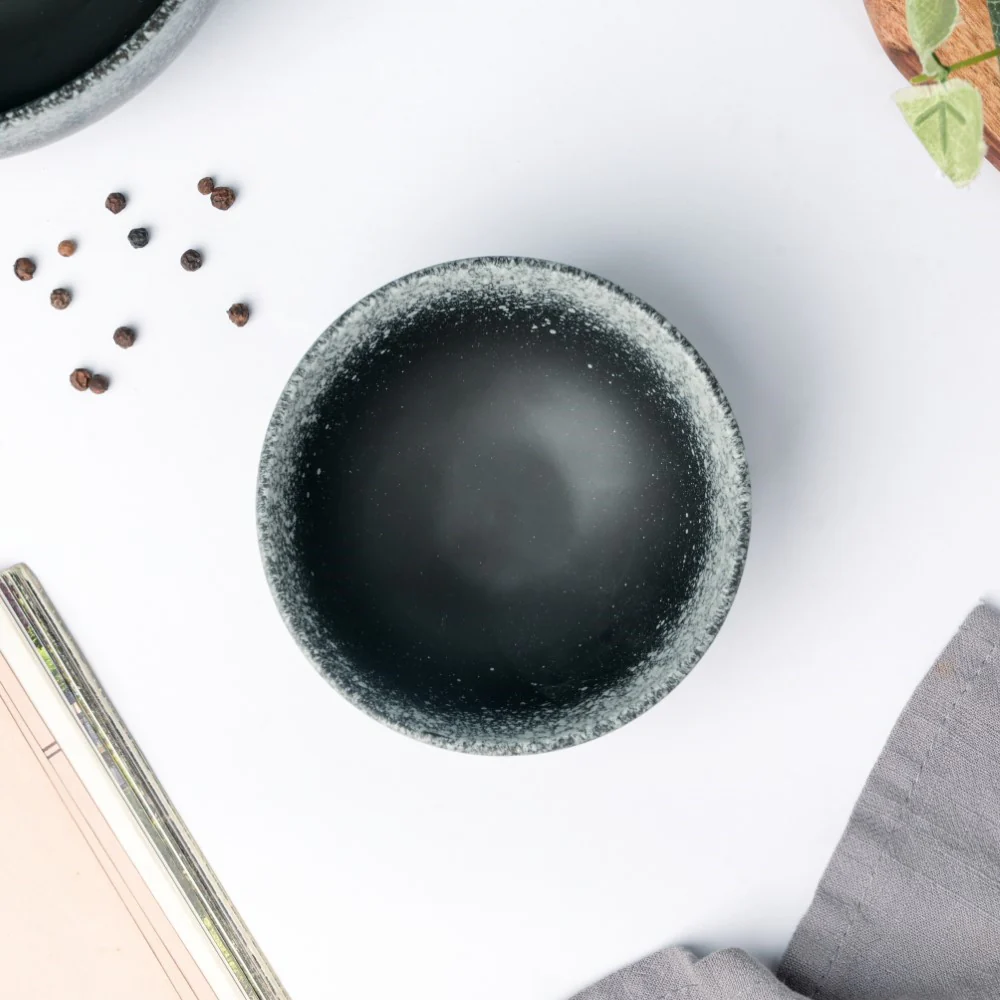 Galaxy Stone Pottery Side Bowl Black 250 ml - Image 3