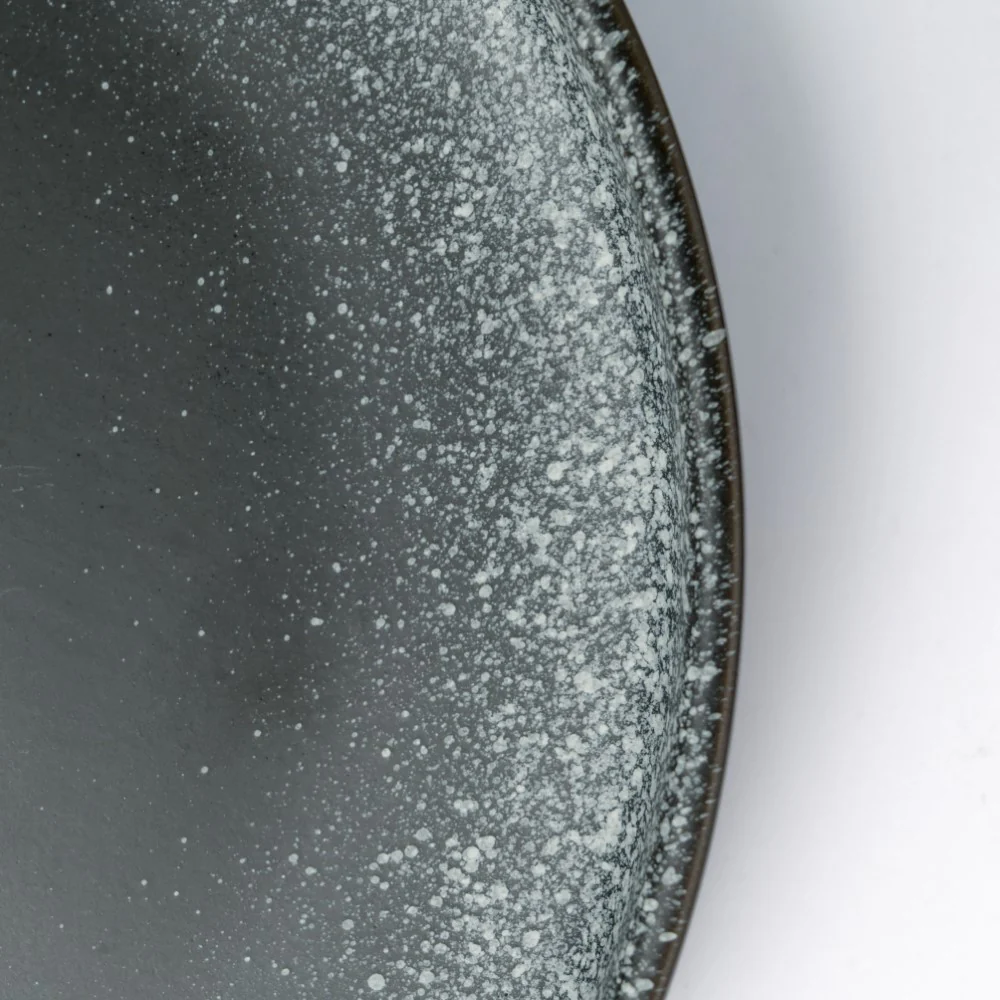 Galaxy Stone Pottery Snack Plate Black White 8 Inch - Image 5