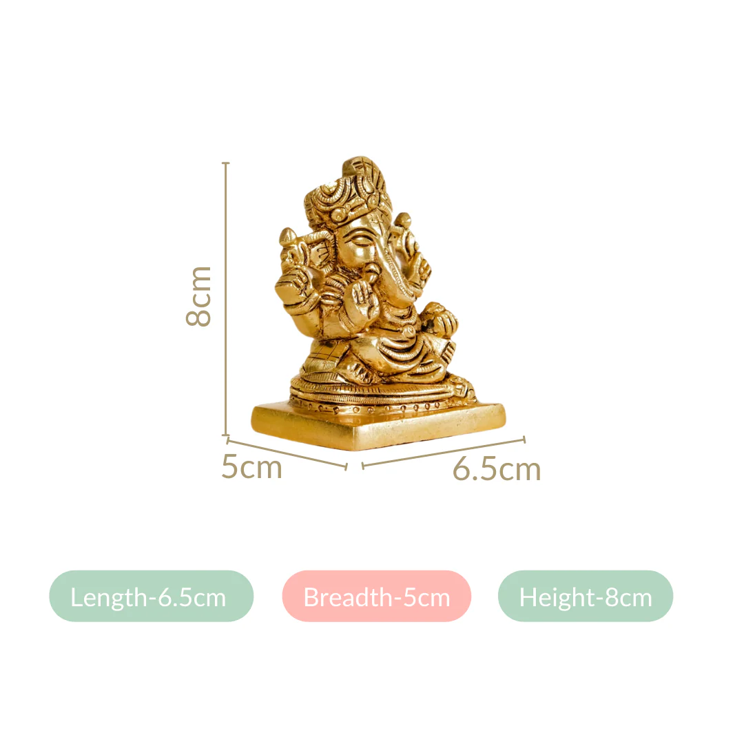 Ganpati Brass Idol 8cm - Image 4