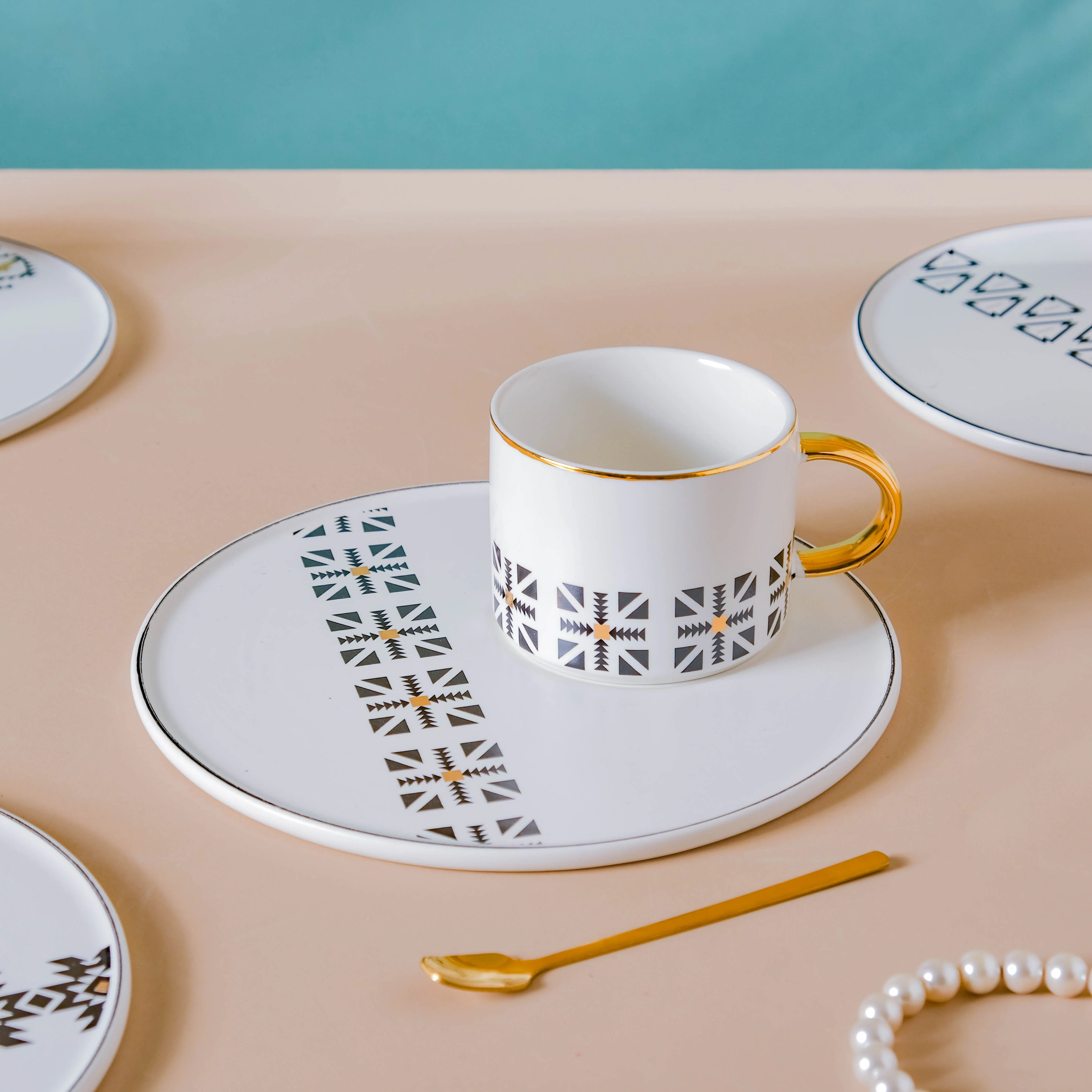 Geometric Cup And Plate Set - Image 2