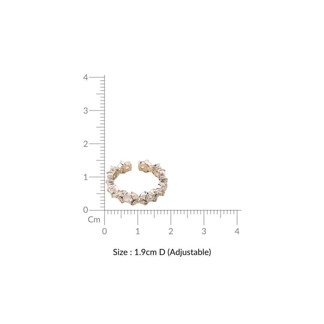 Geometric Floral Silver Ring - Image 3