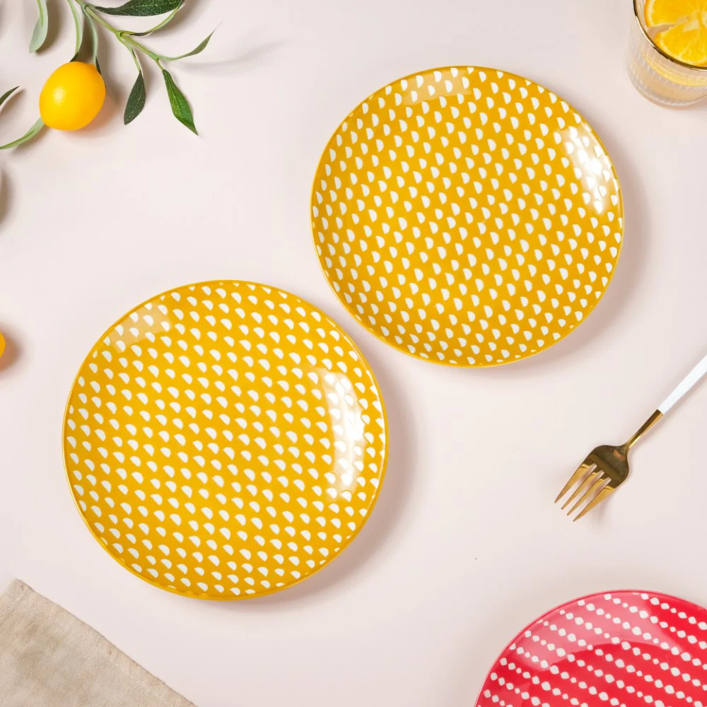 Geometric Mustard Snack Plate 7.5 Inch Set Of 2 - Image 3