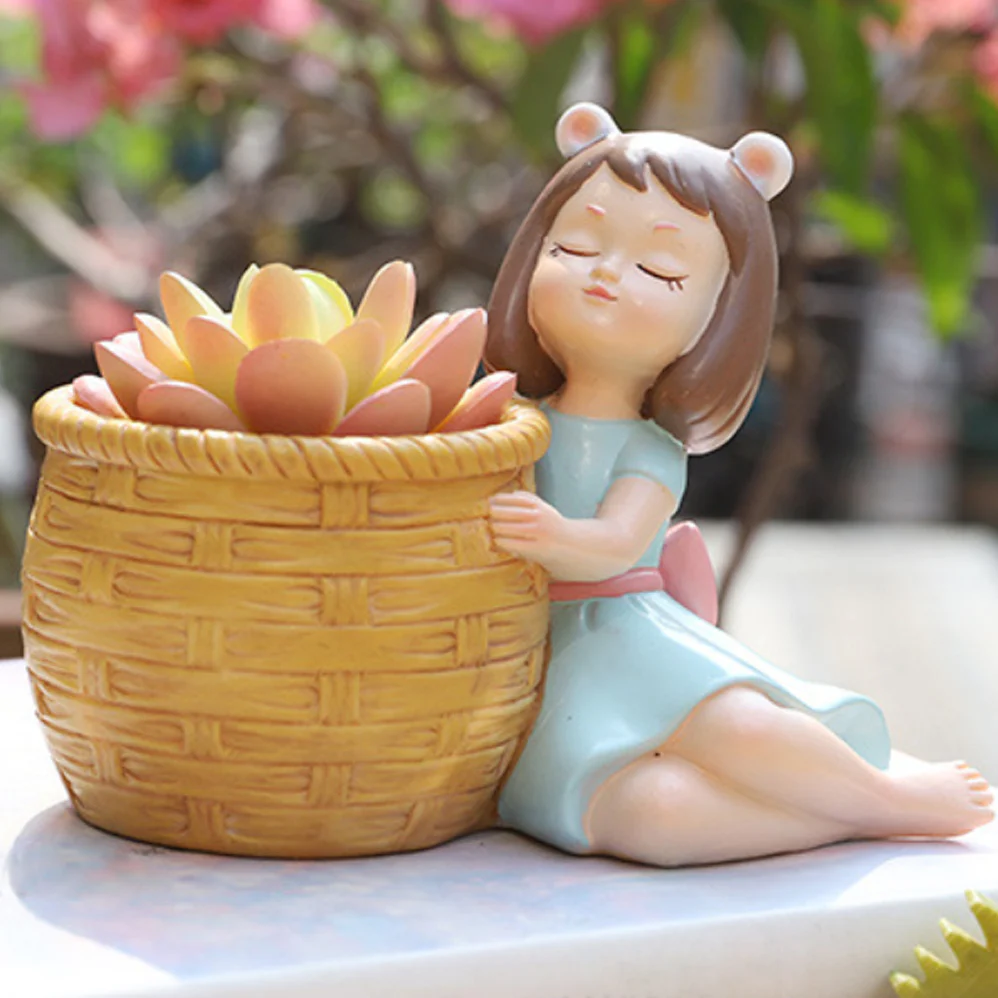 Girl With Basket Planter - Image 23