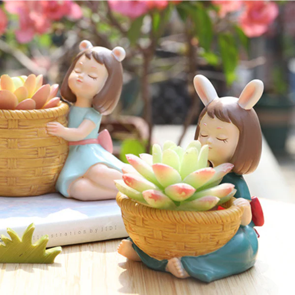 Girl With Basket Planter - Image 8