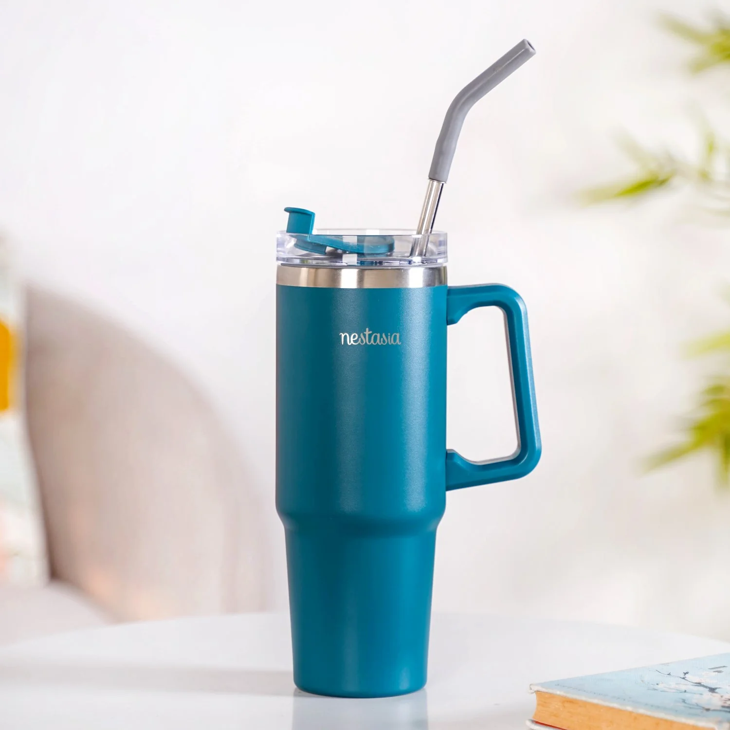 Glacio Double Wall Hot And Cold Sipper Bottle For Travel Teal Tide 850ml - Image 2