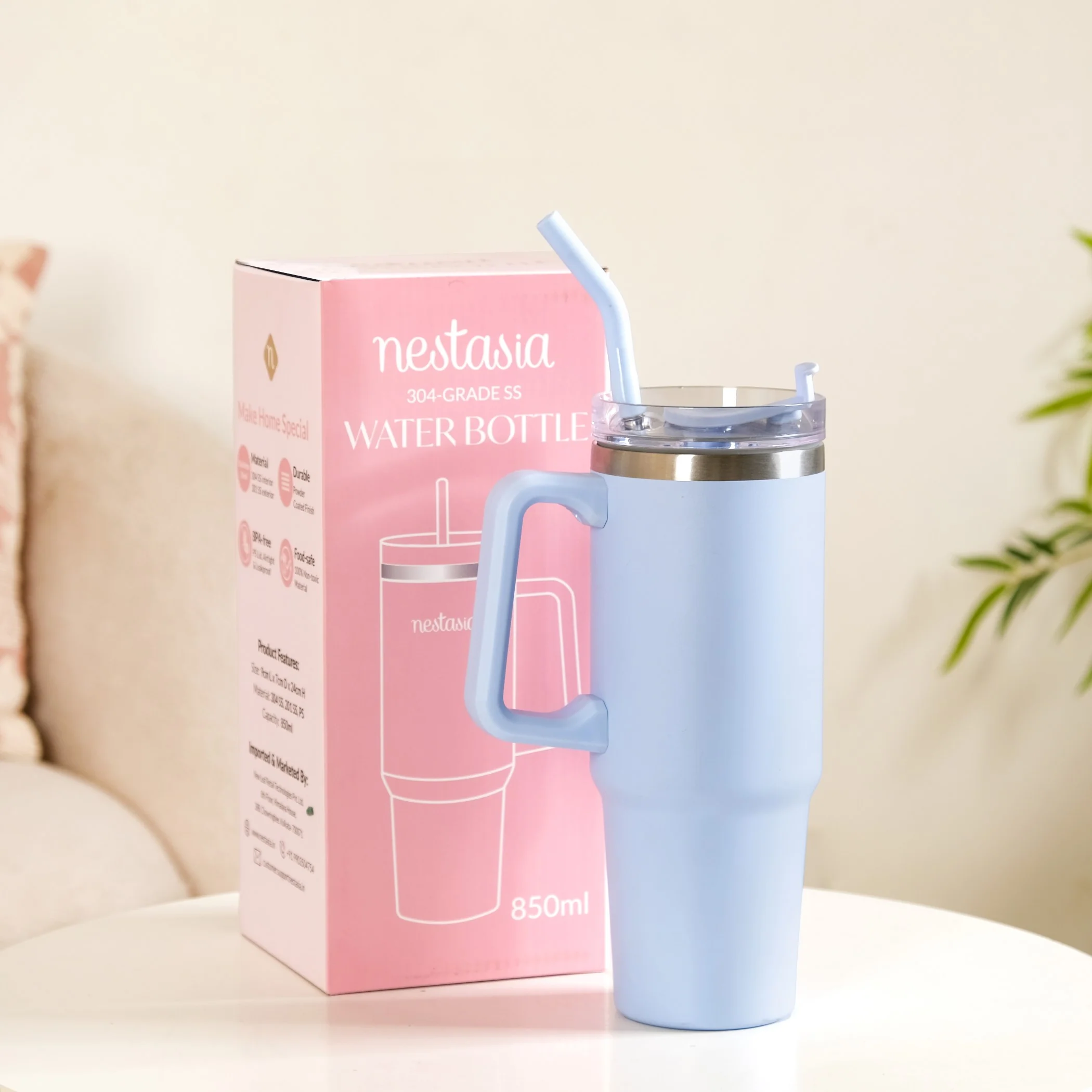 Glacio Leakproof Insulated Water Tumbler With Handle Arctic Blue 850ml - Image 4