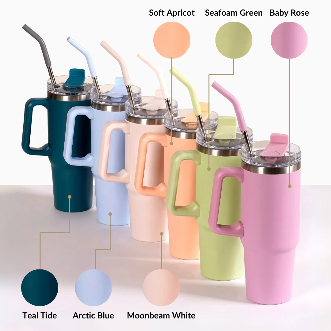 Glacio Stainless Steel Water Bottle Apt For Car Cup Holder Baby Rose 850ml - Image 12