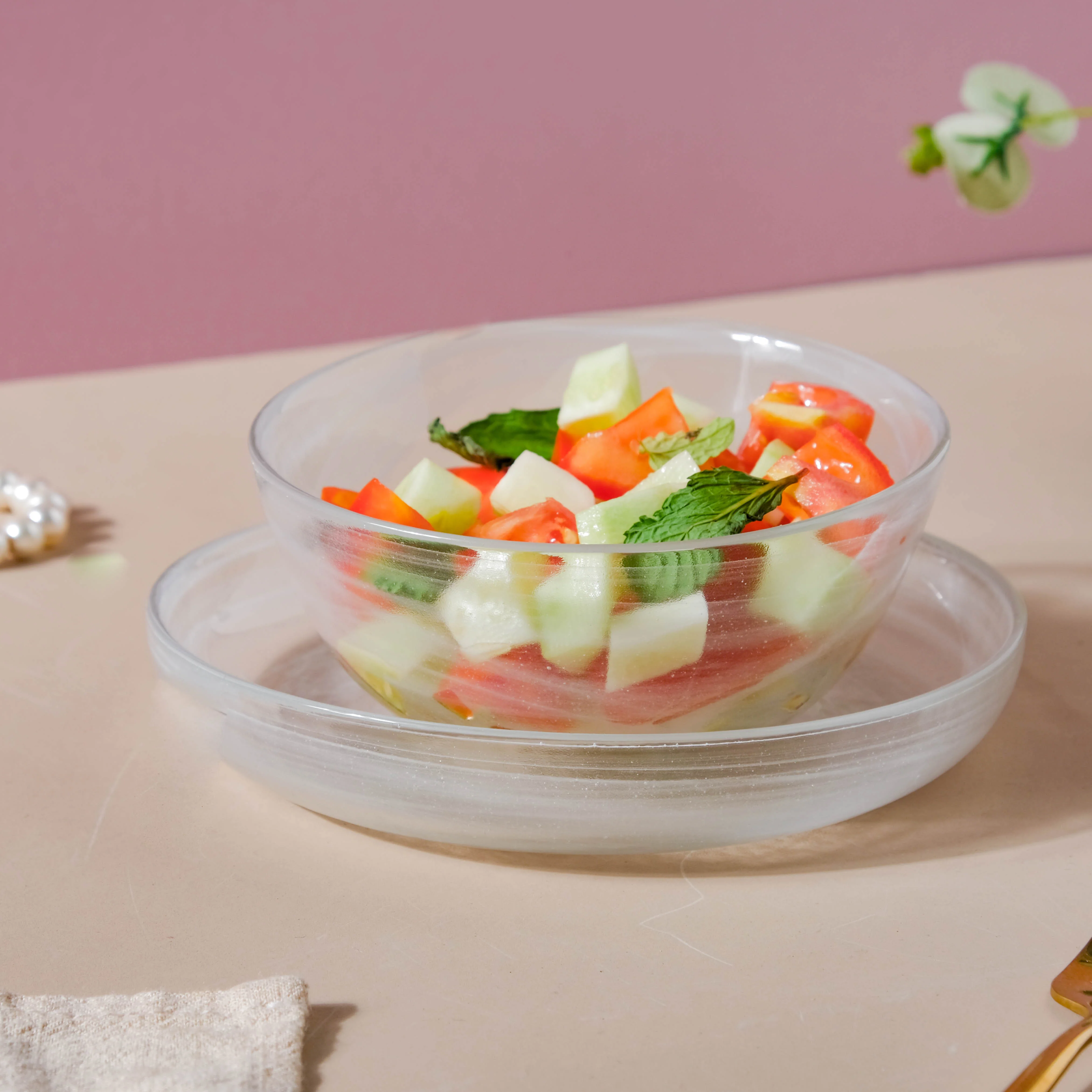 Glass Bowl and Plate Set of 2 - Image 3