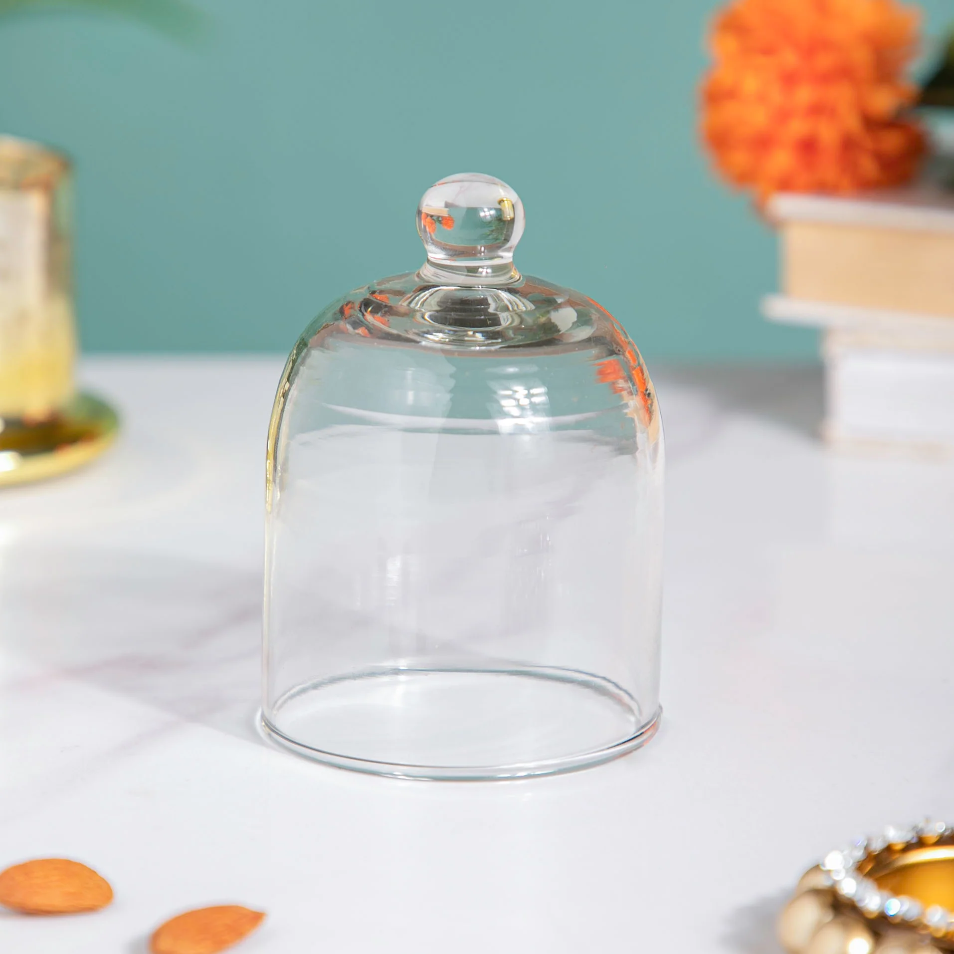 Bell Jar Glass Candle Holder Gold - Image 6