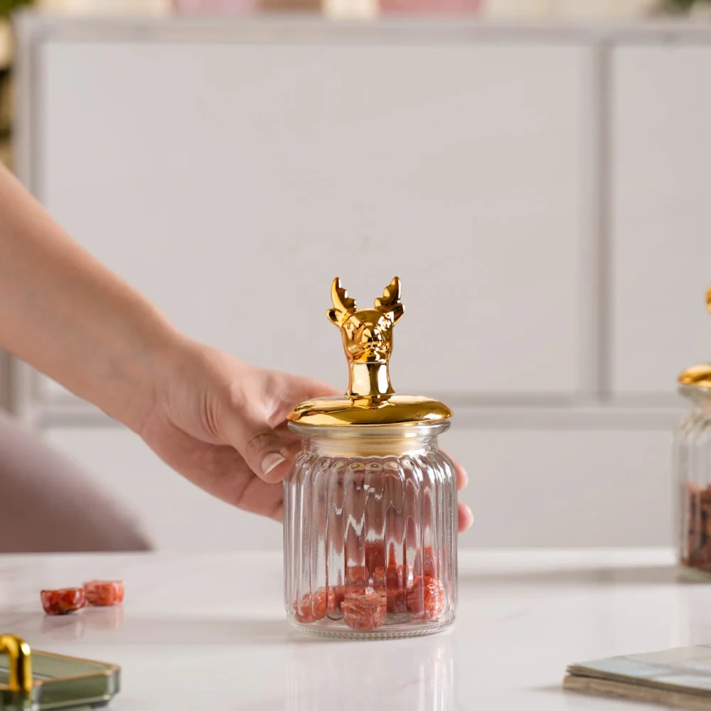 Glass Jar With Deer Lid - Image 2
