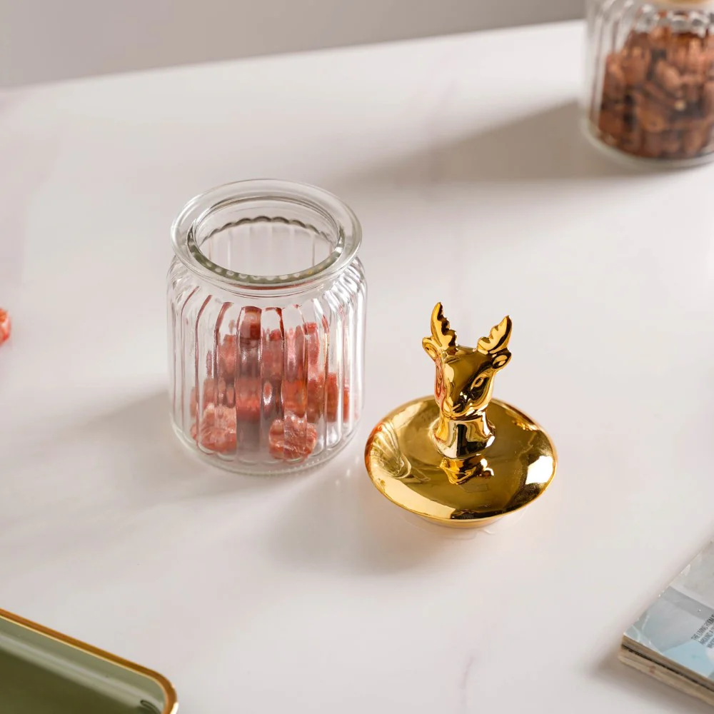 Glass Jar With Deer Lid - Image 3