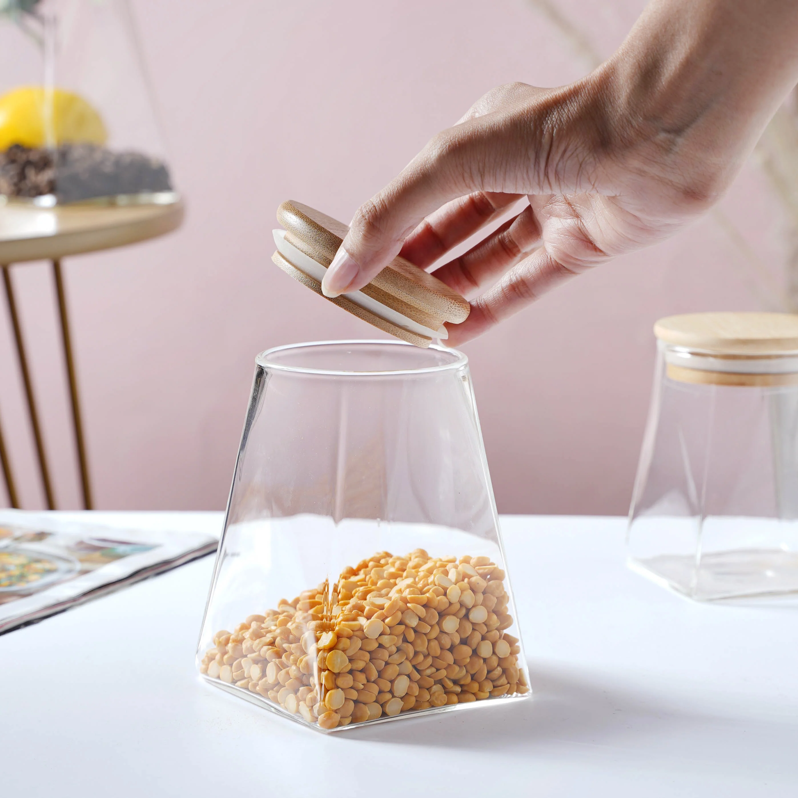 Glass Jar With Wooden Lid - Medium - Image 2