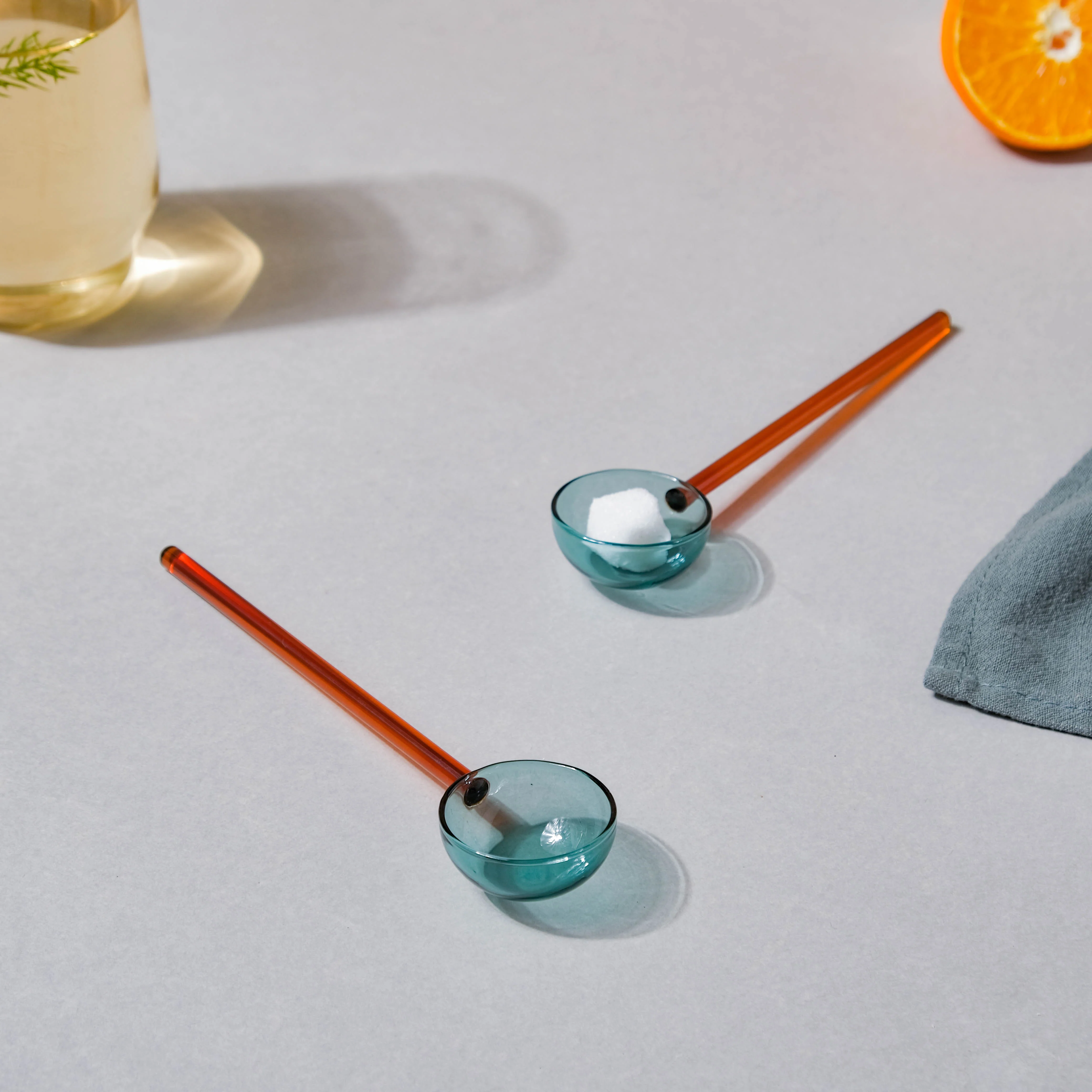 Glass Scoop Spoon Set of 2 Brown - Image 2
