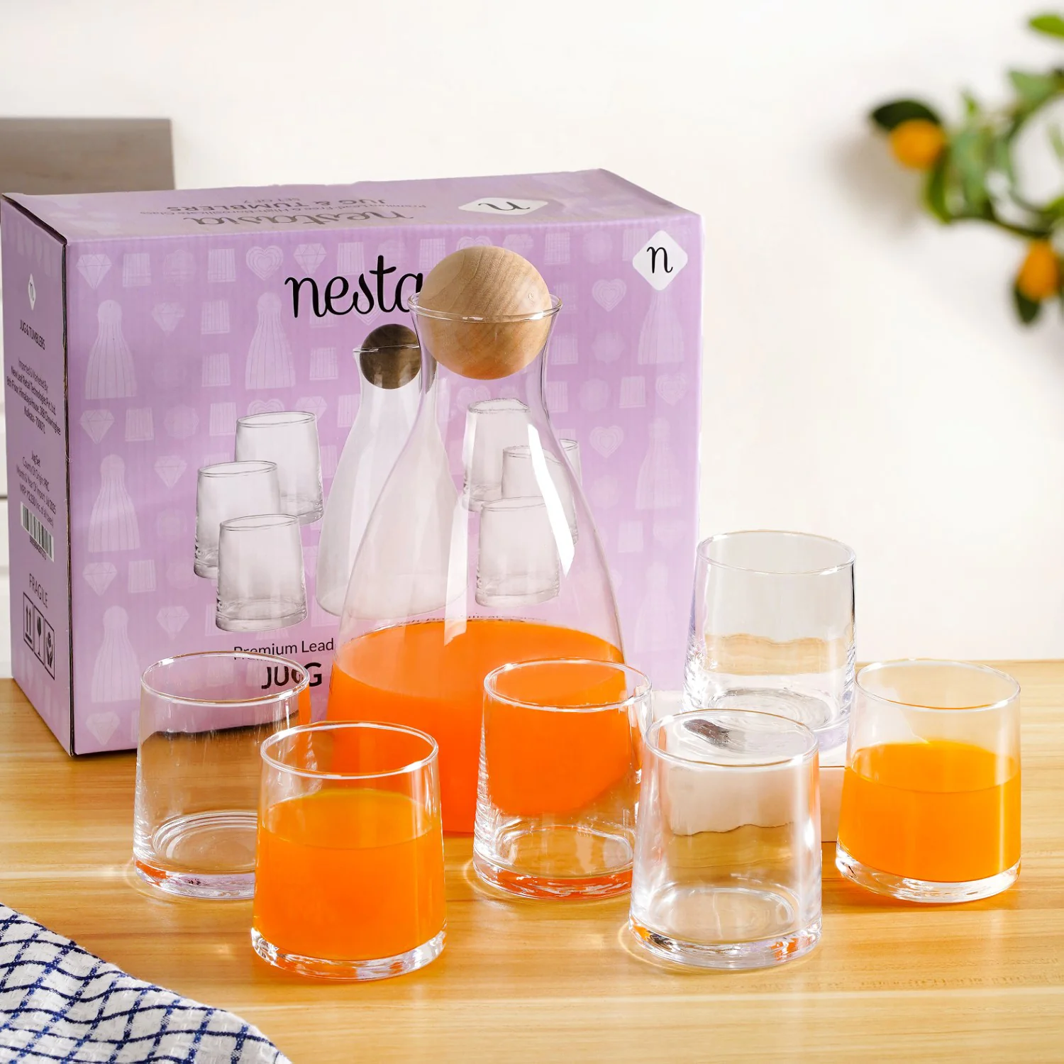 Glass Decanter With Glasses Set Of 7 - Image 8