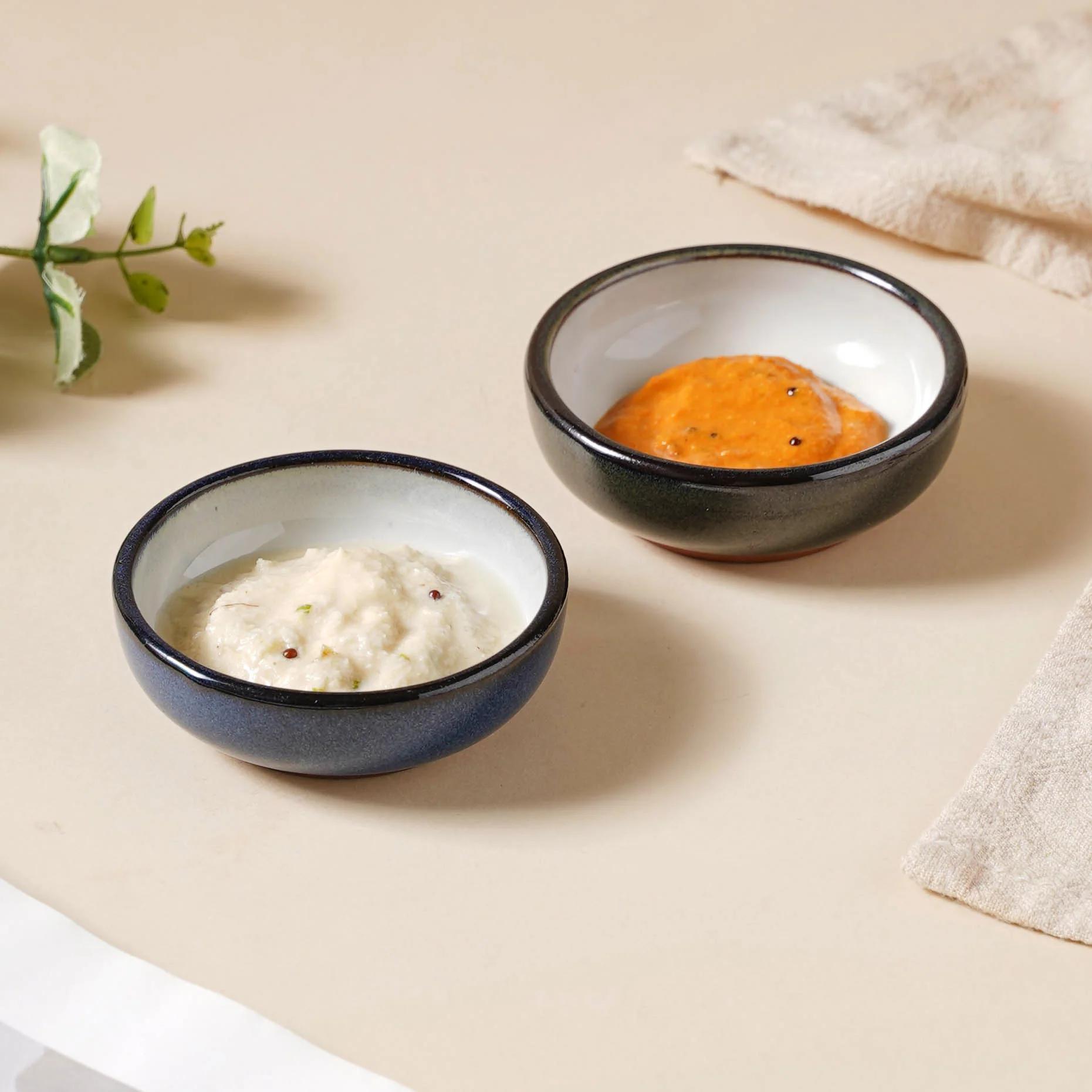 Glazed Ceramic Grey And Blue Dip Bowl 50 ml - Image 7